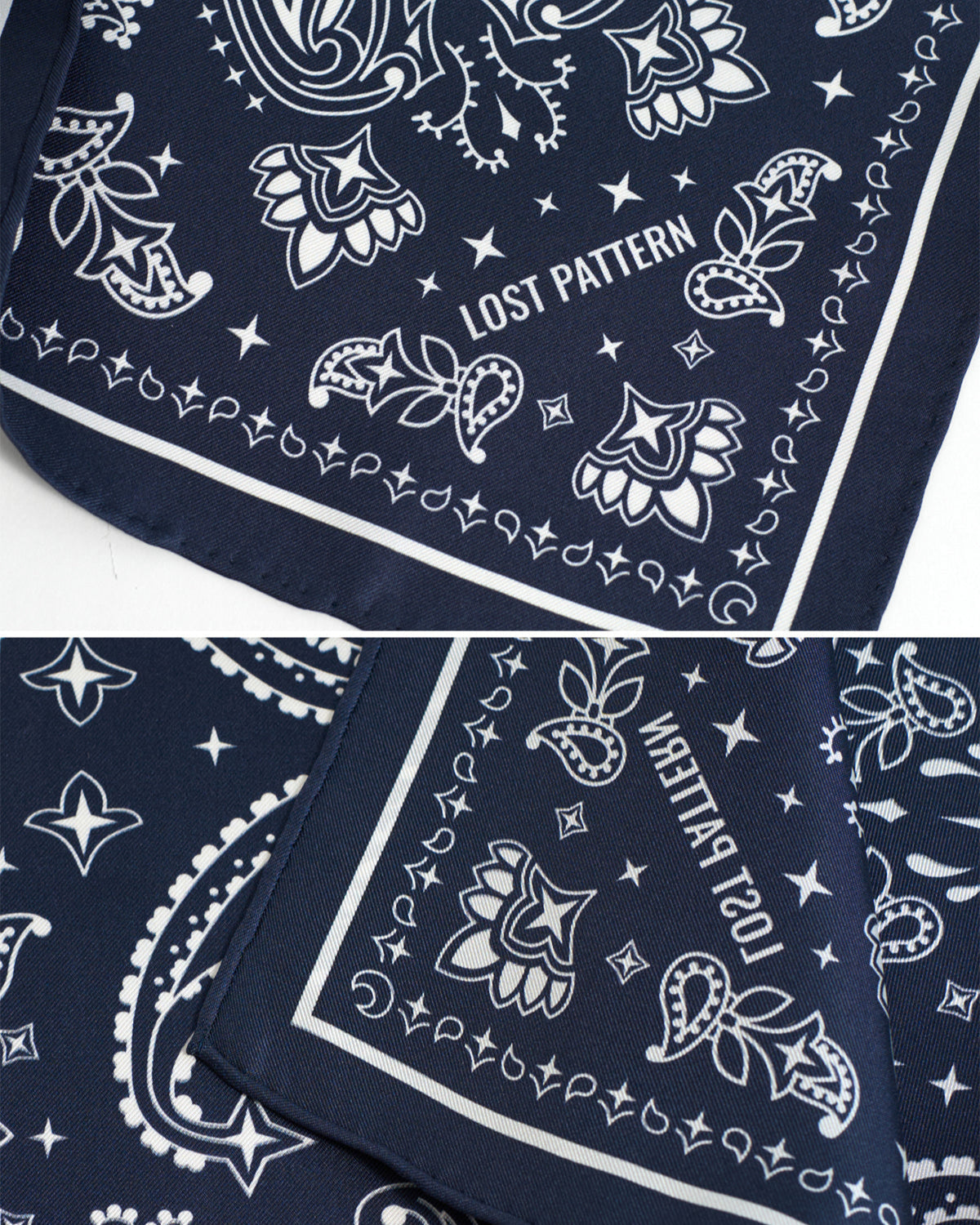 “Paisley" Silk Bandana Scarf - Midnight Blue