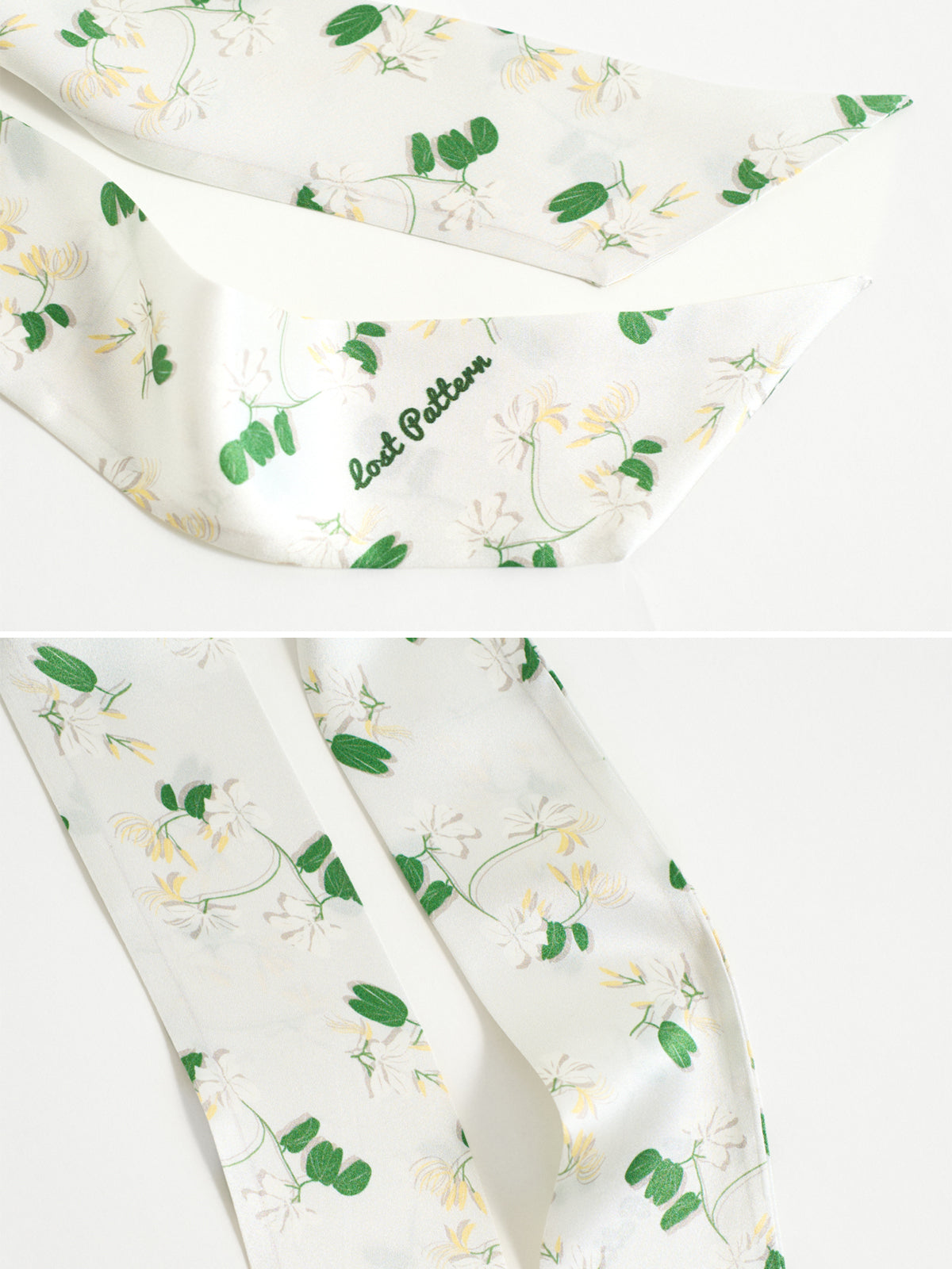 "Jasmine Tea" Silk Skinny Scarf - White
