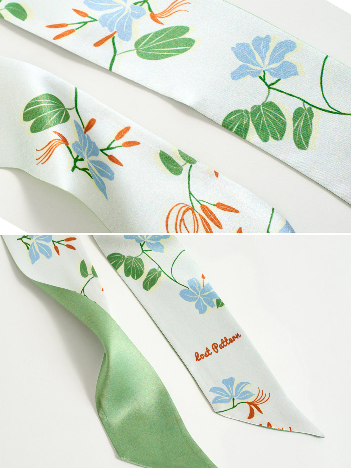 "Jasmine Tea" Silk Skinny Scarf - Green