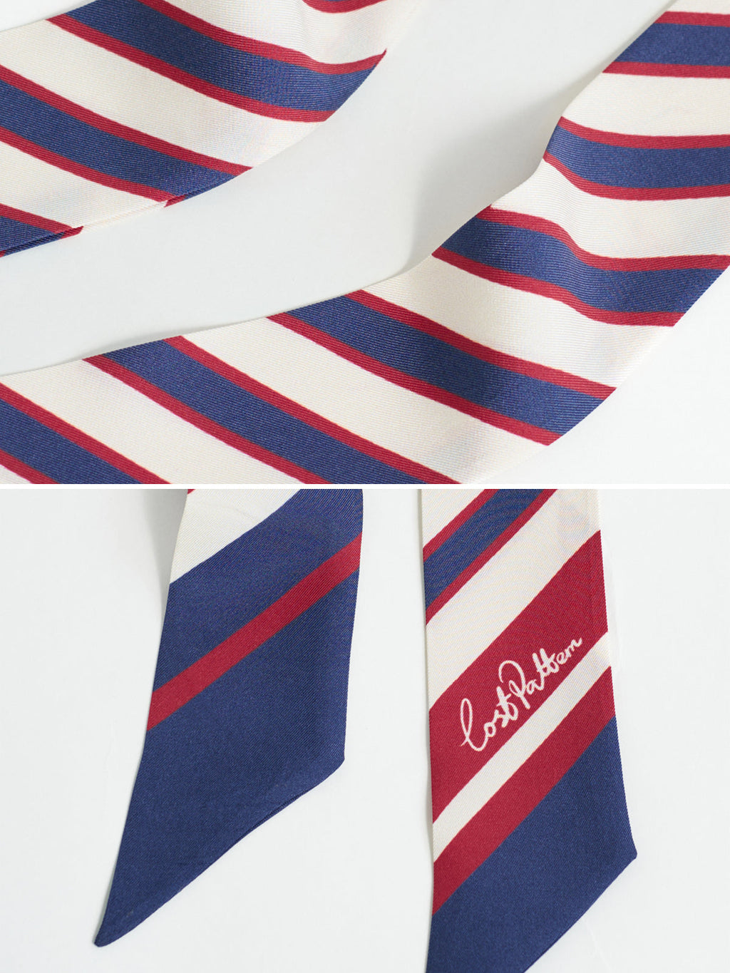 "La Marinière" Silk Skinny Scarf - Navy