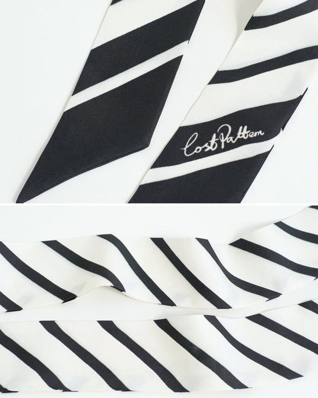 "La Marinière" Silk Skinny Scarf - Black & White