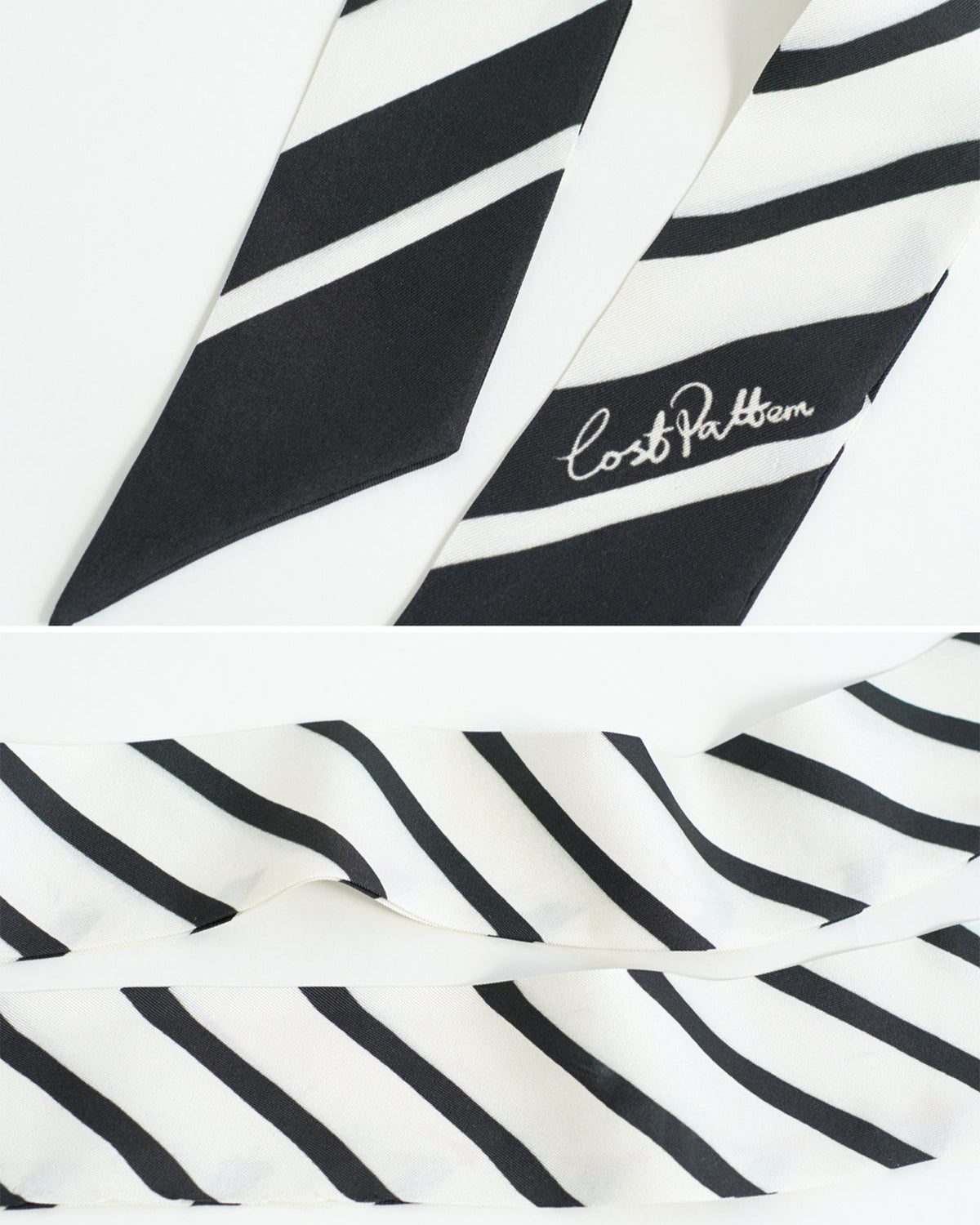 "La Marinière" Silk Skinny Scarf - Black & White