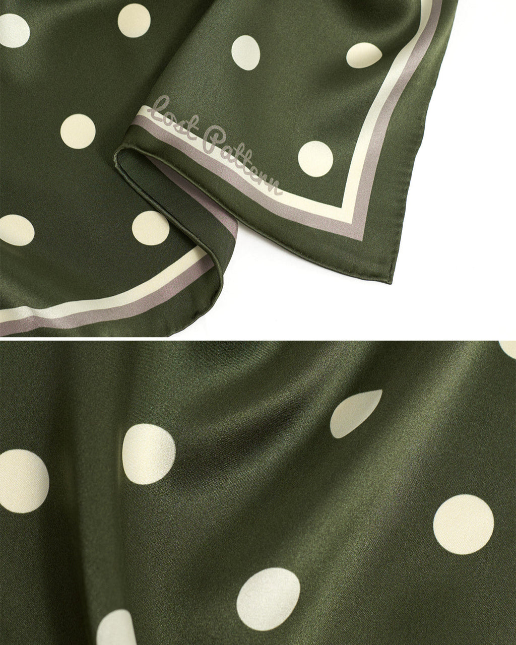 "Retro Polka" Silk Bandana Scarf - Matcha
