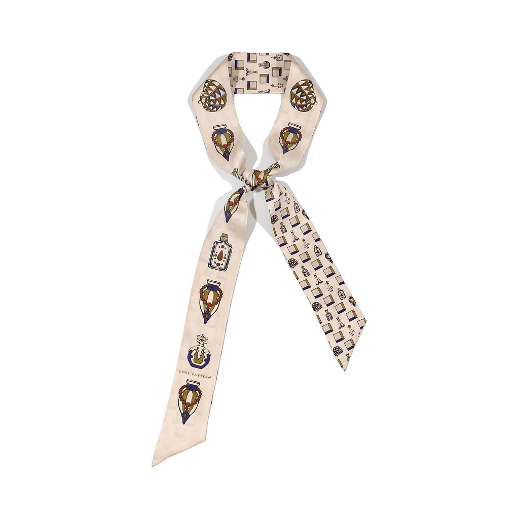 “Amora” Silk Skinny Scarf - Champagne