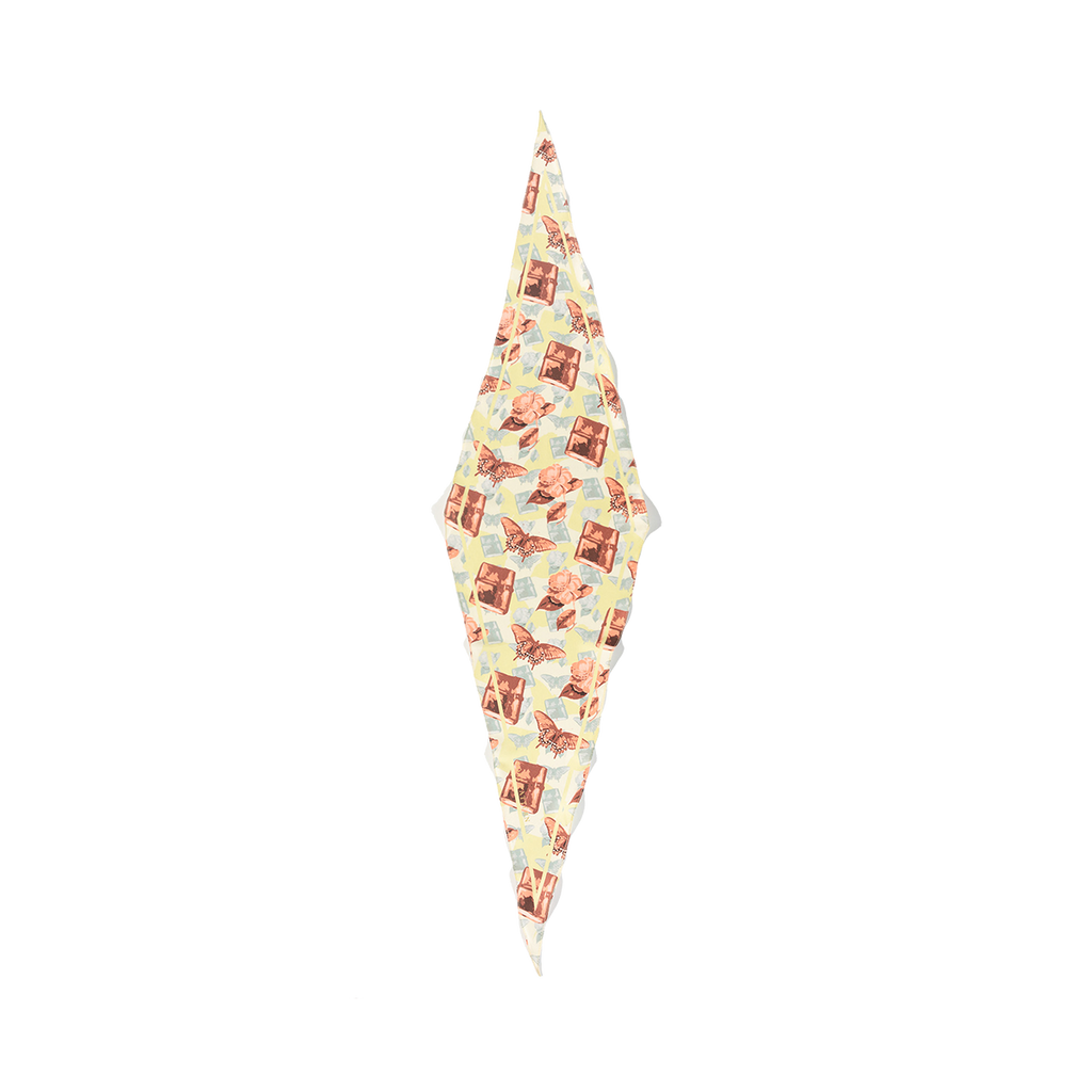 "Lady Butterfly" Silk Diamond Neckerchief - Lime - Lime - LOST PATTERN Silk Bandana