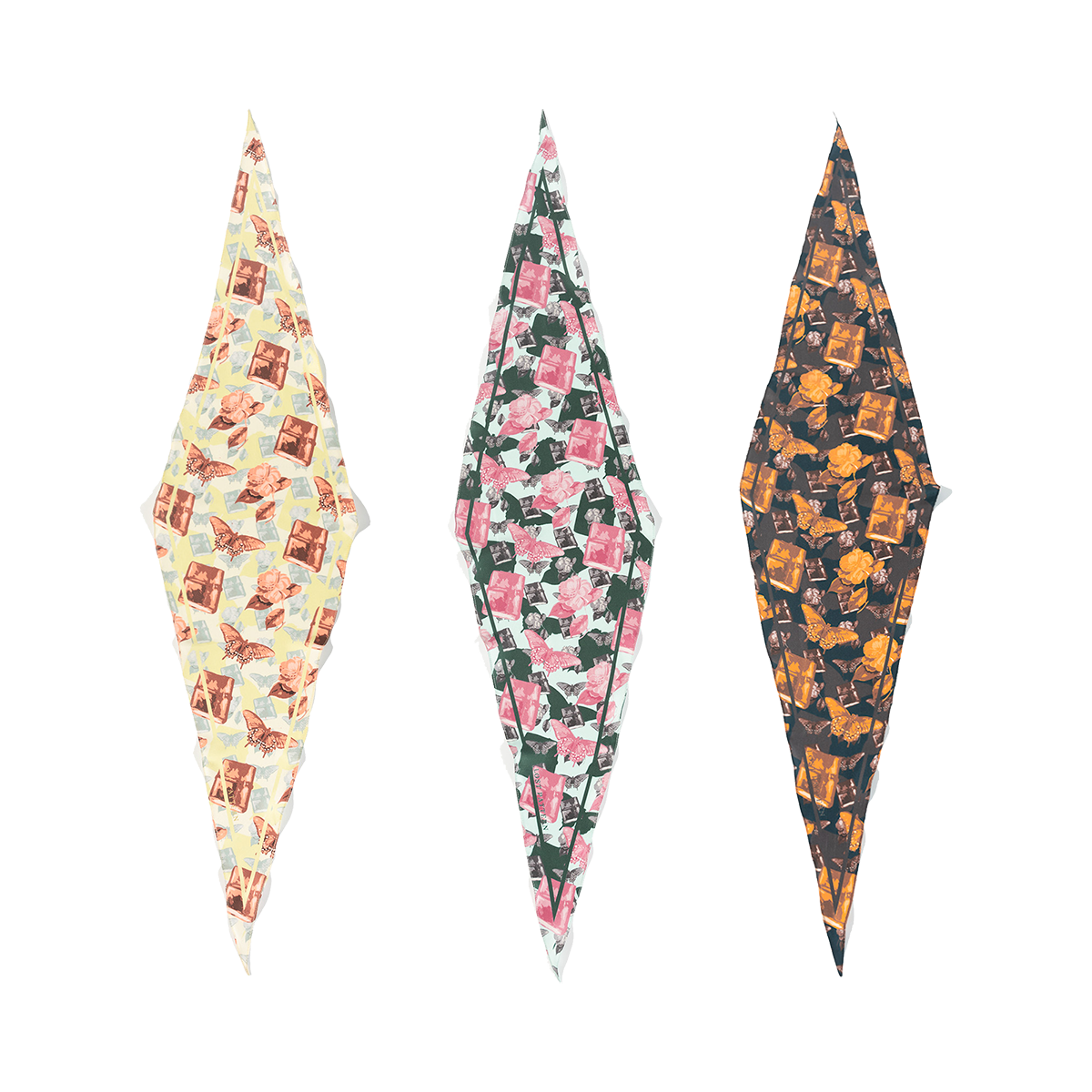 "Lady Butterfly" Silk Diamond Neckerchief - Lime