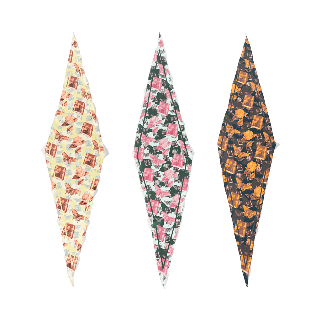 "Lady Butterfly" Silk Diamond Neckerchief - Green