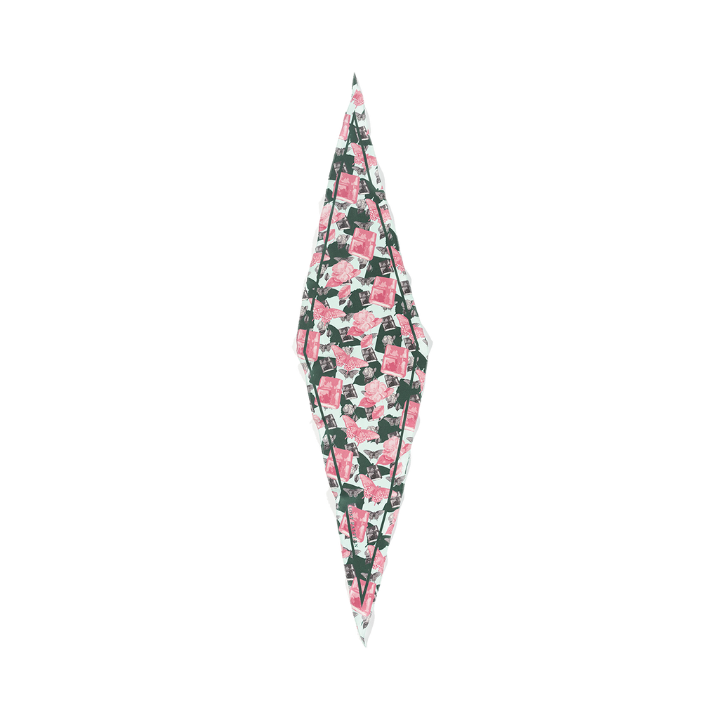 "Lady Butterfly" Silk Diamond Neckerchief - Green - Green - LOST PATTERN Silk Bandana