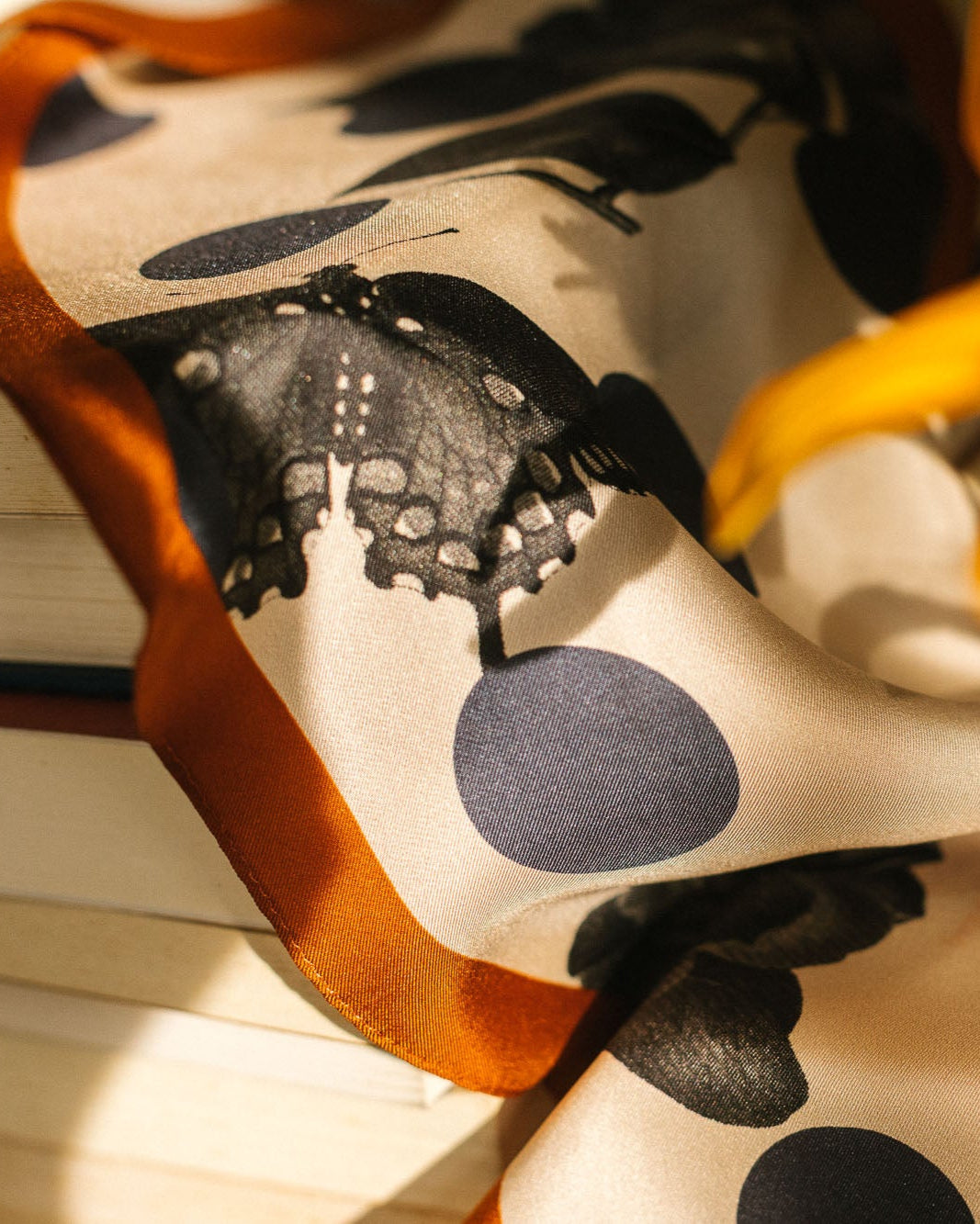 "Noir Floral" Silk Diamond Neckerchief