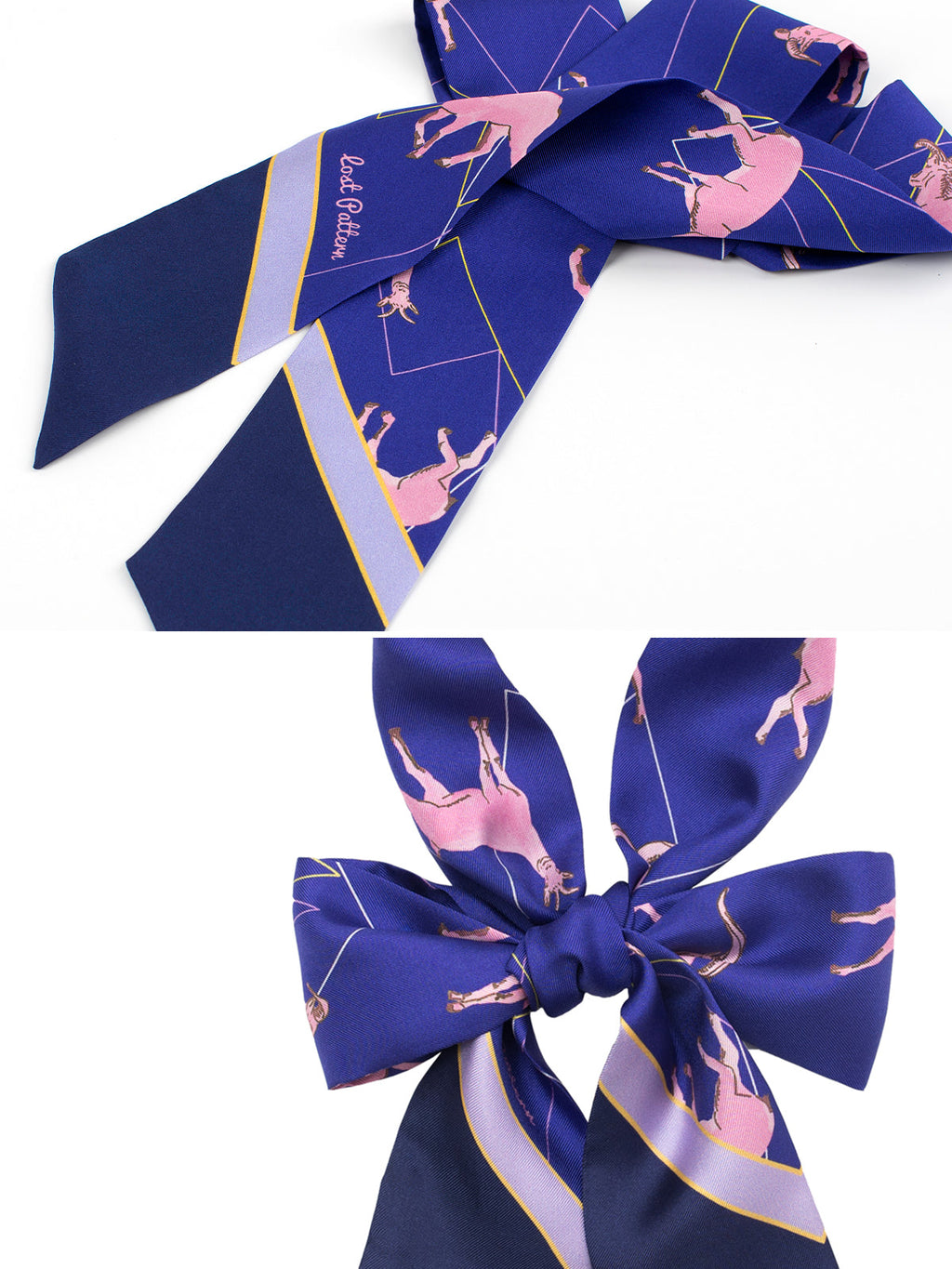 ”Antelope“ Silk Skinny Scarf - Indigo