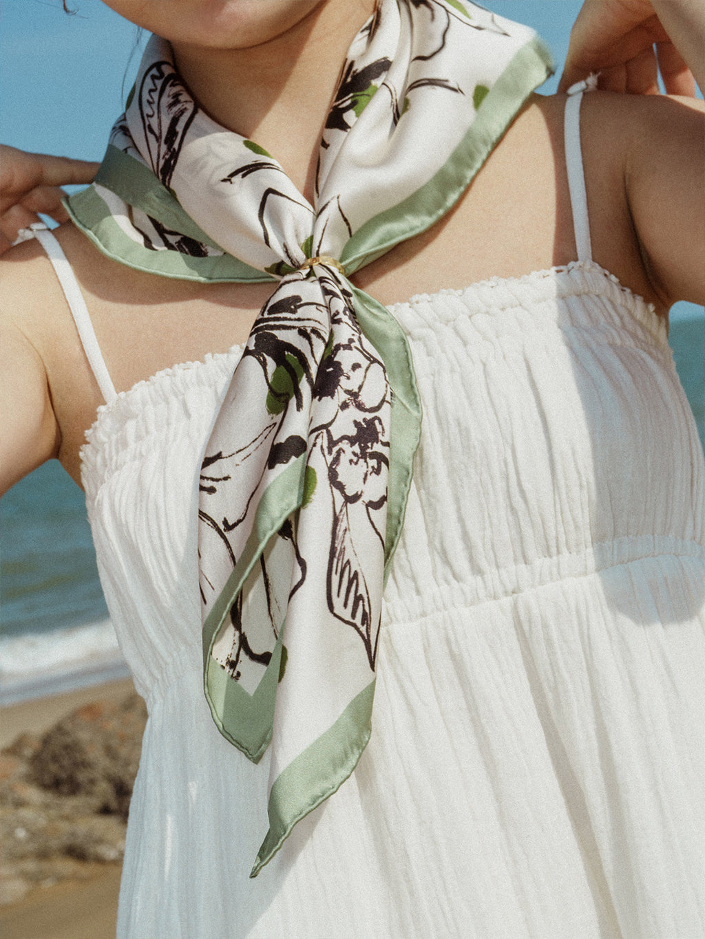 "La Isla" Silk Bandana Scarf - Mint Green