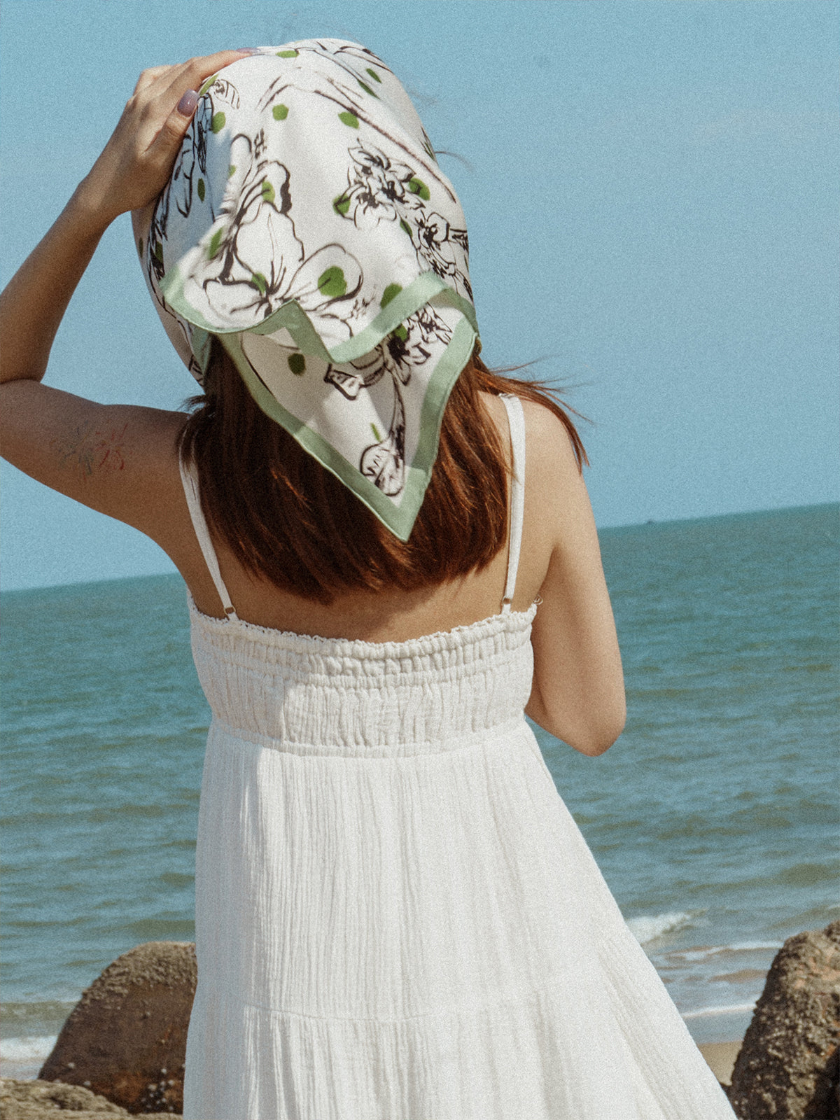 "La Isla" Silk Bandana Scarf - Mint Green