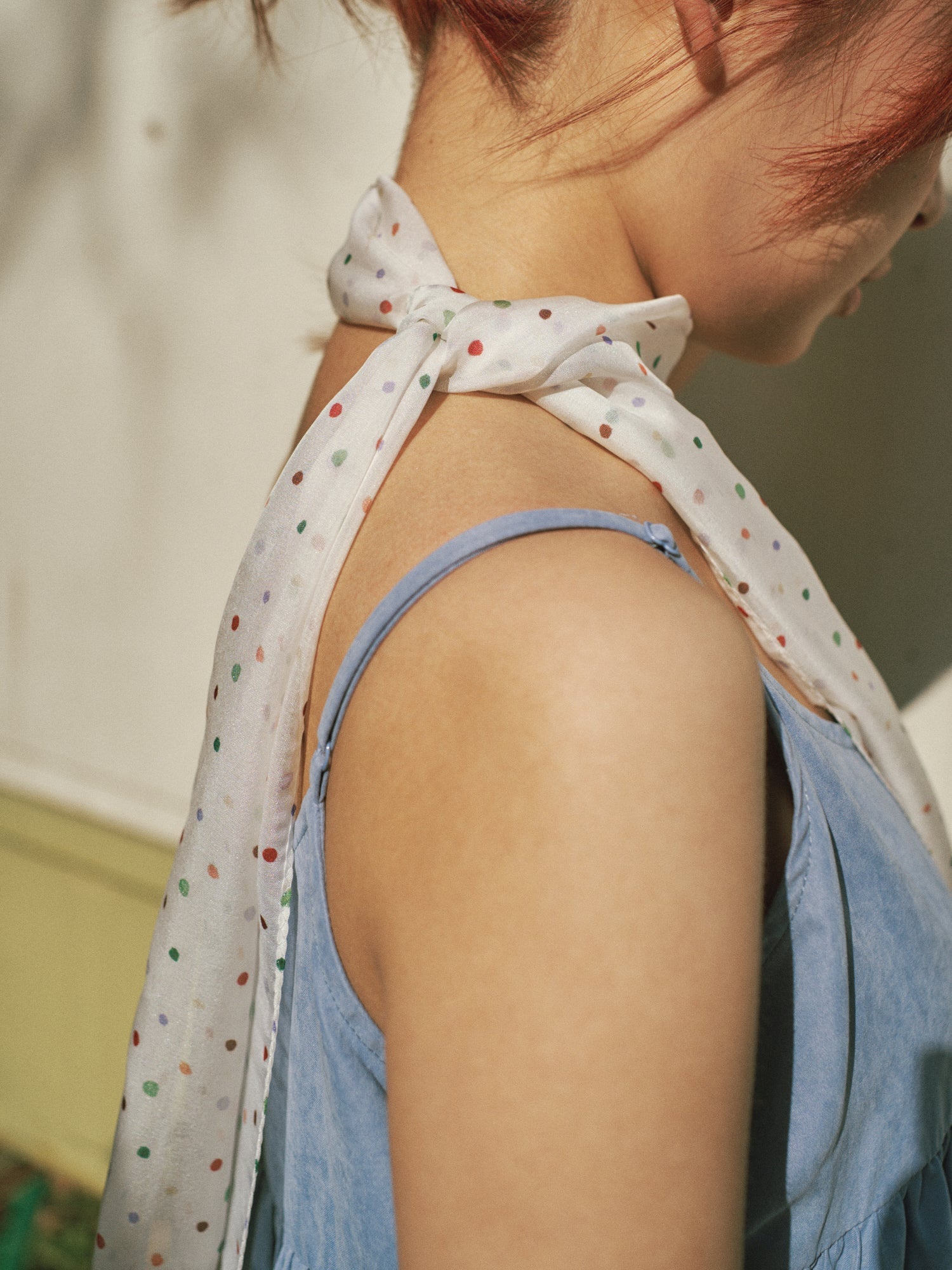 "Petal Veil" Silk Chiffon Neck Scarf - Rainbow Gummies