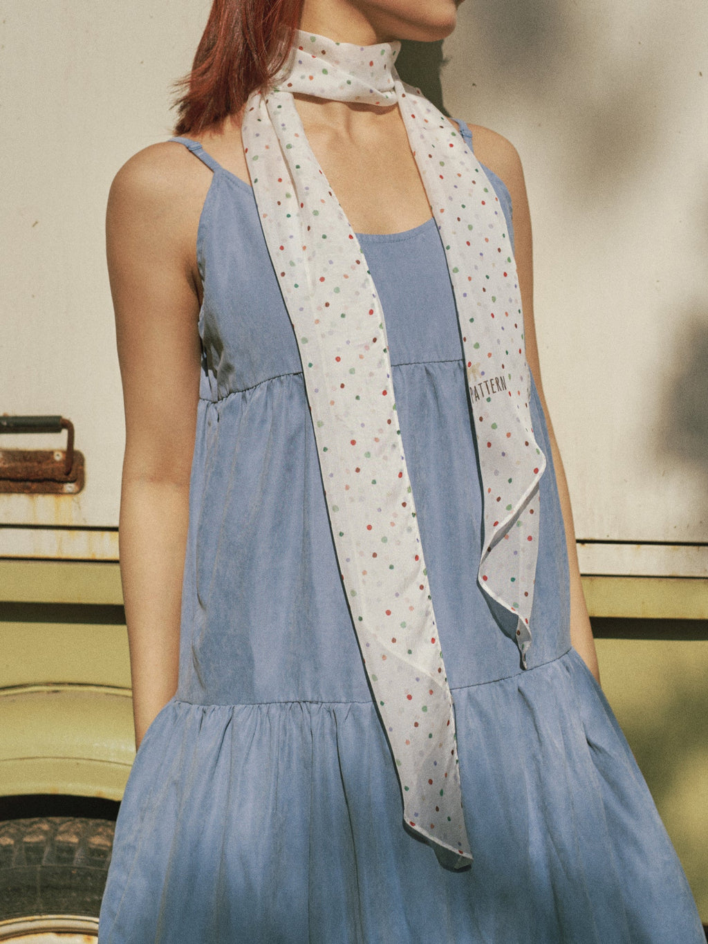 "Petal Veil" Silk Chiffon Neck Scarf - Rainbow Gummies