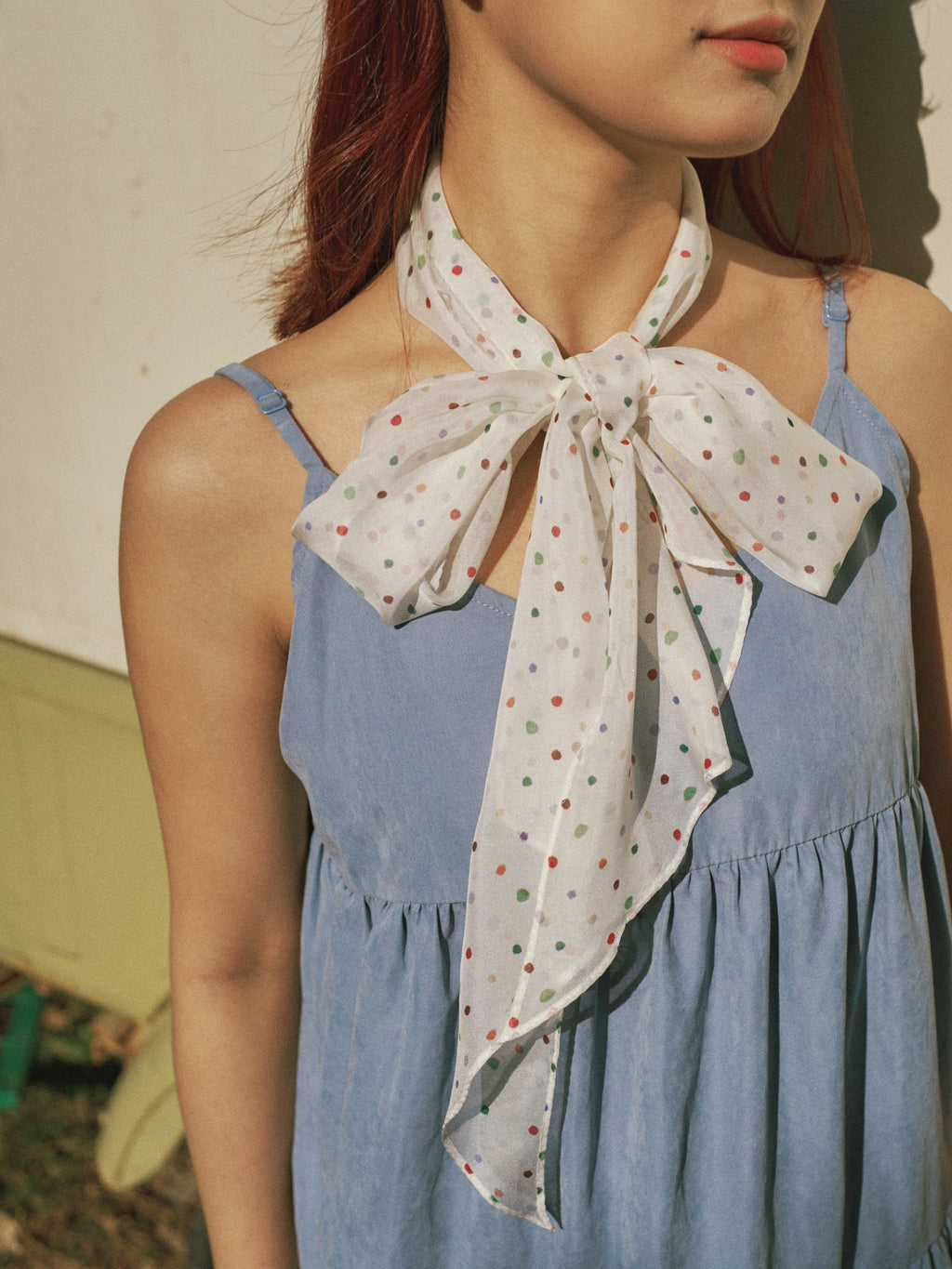 "Petal Veil" Silk Chiffon Neck Scarf - Rainbow Gummies