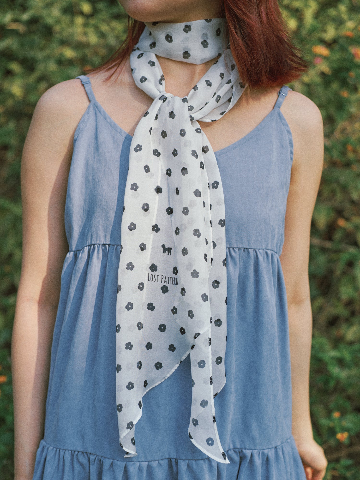 "Petal Veil" Silk Chiffon Neck Scarf - White