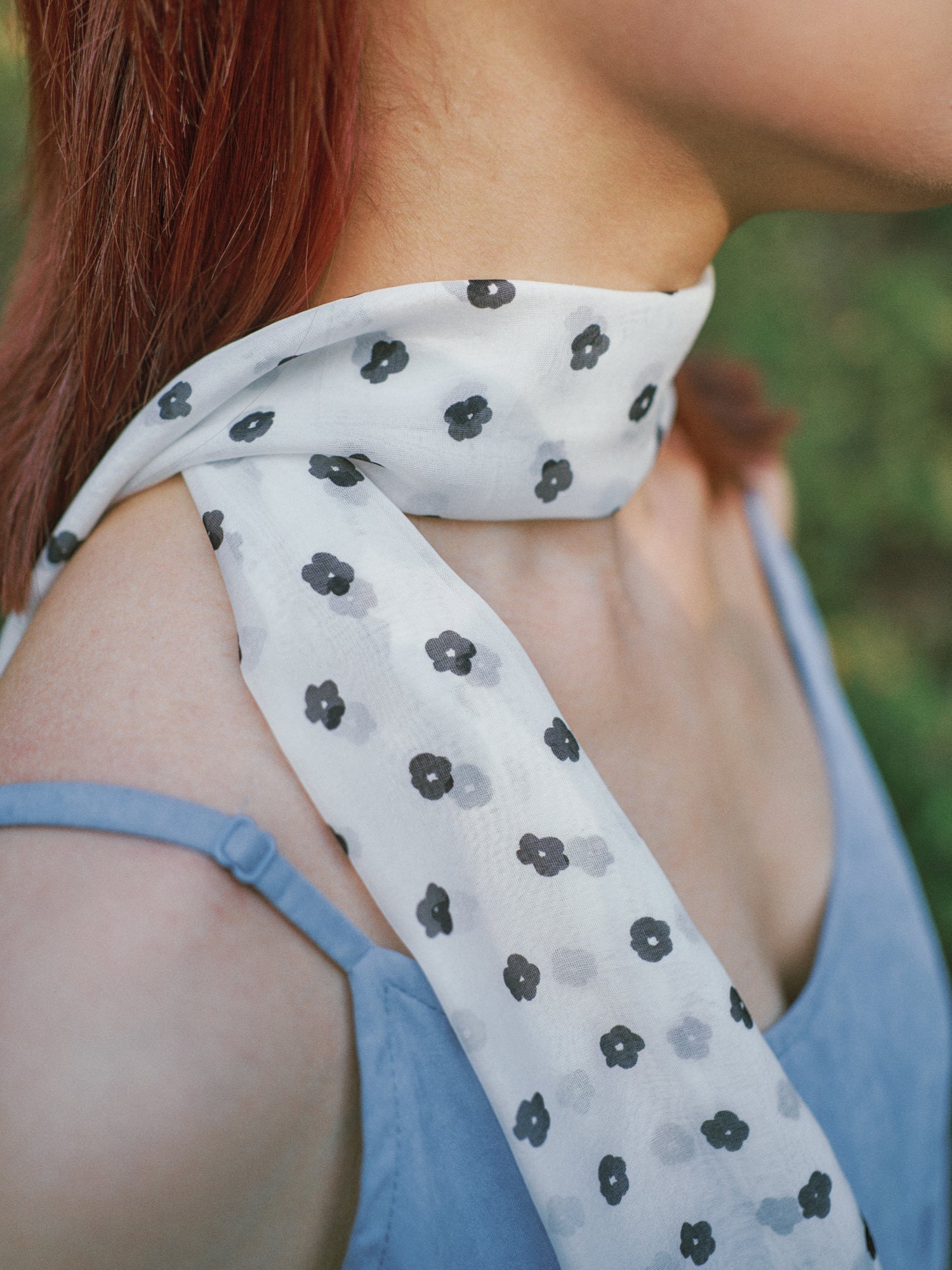 "Petal Veil" Silk Chiffon Neck Scarf - White