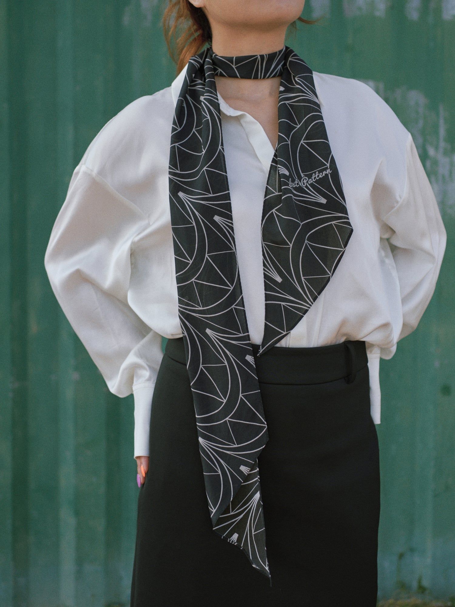 "Chrysler" Silk Crepe Neck Scarf - Empire Back