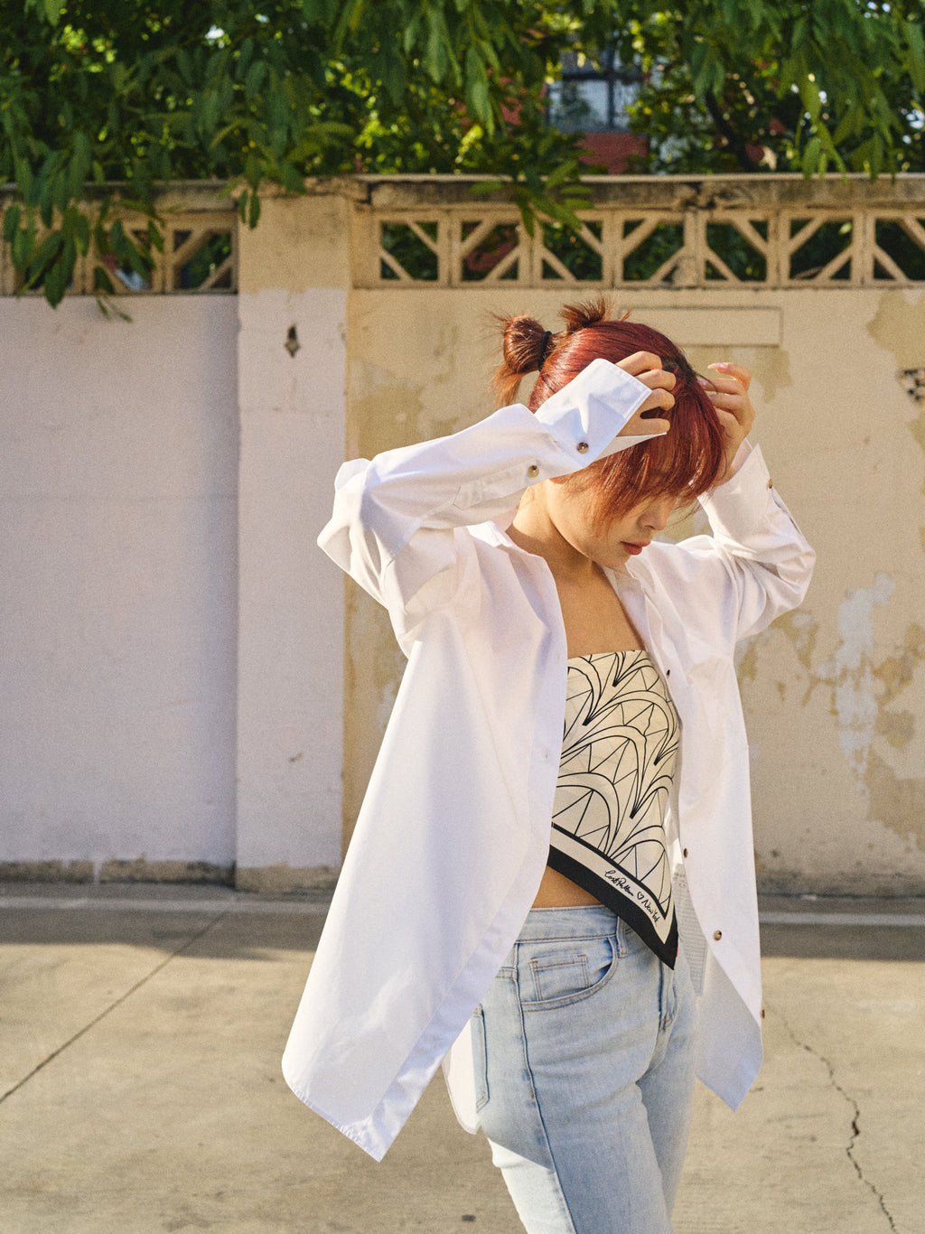 "Chrysler" Silk Bandana Scarf - Deco Ivory