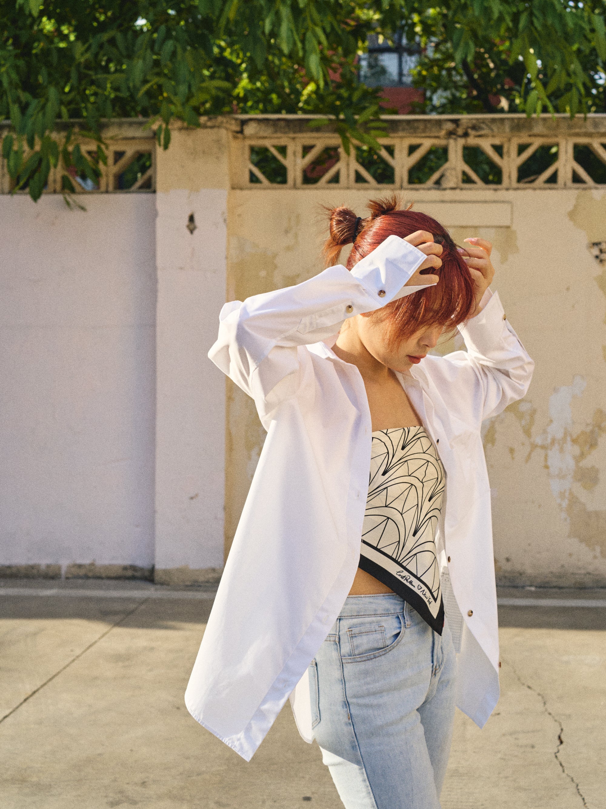 "Chrysler" Silk Bandana Scarf - Deco Ivory