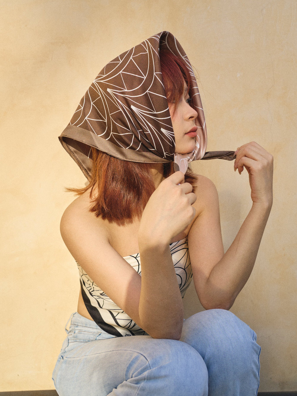 "Chrysler" Silk Bandana Scarf - Dusk Copper