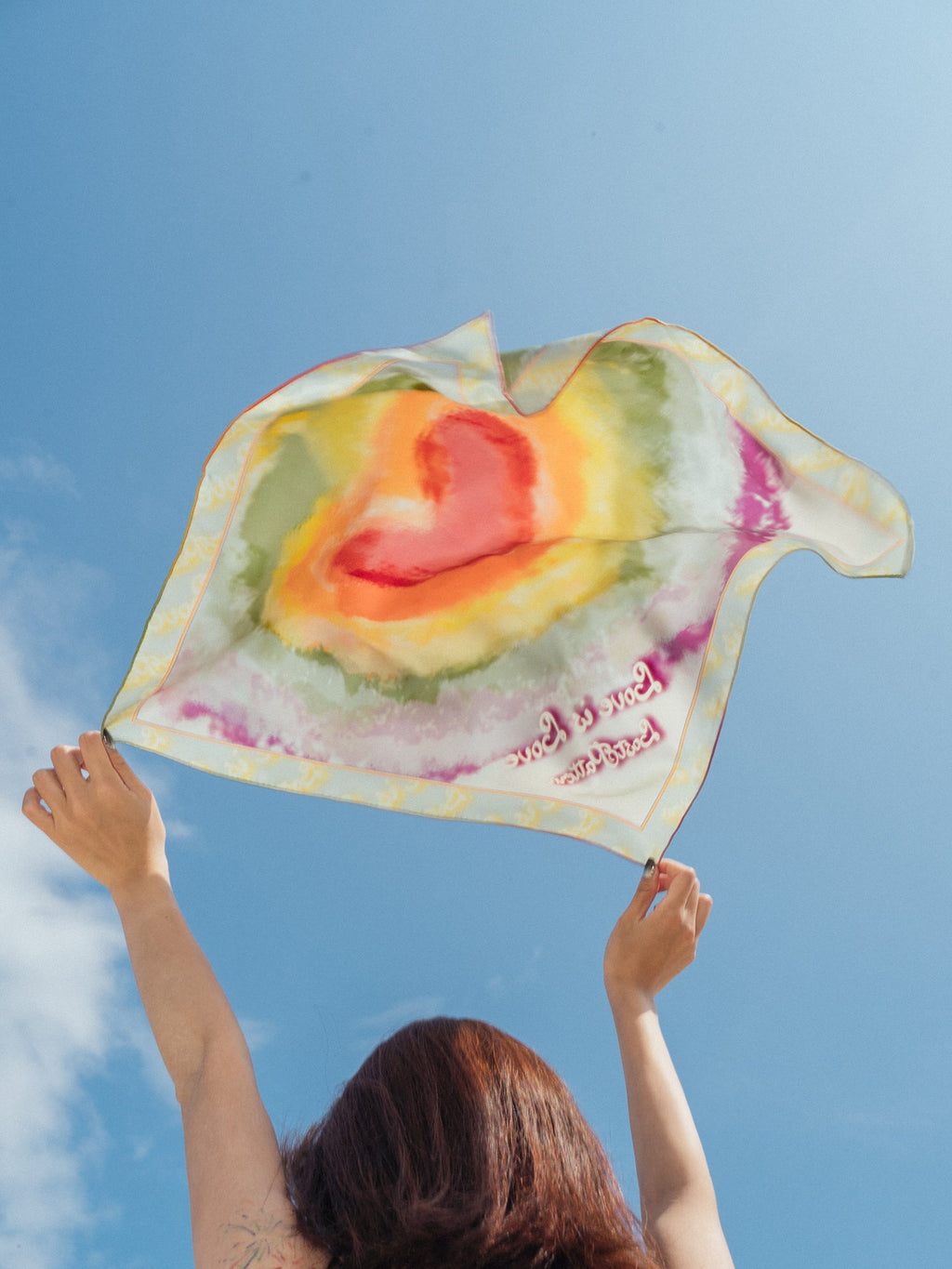 "Love is Love" Silk Bandana Scarf - Rainbow