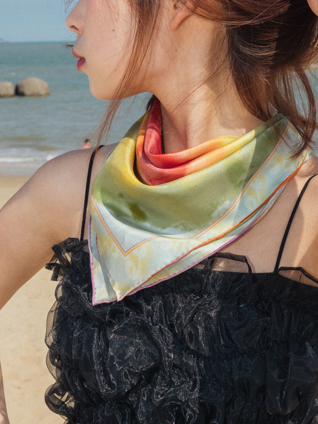 "Love is Love" Silk Bandana Scarf - Rainbow