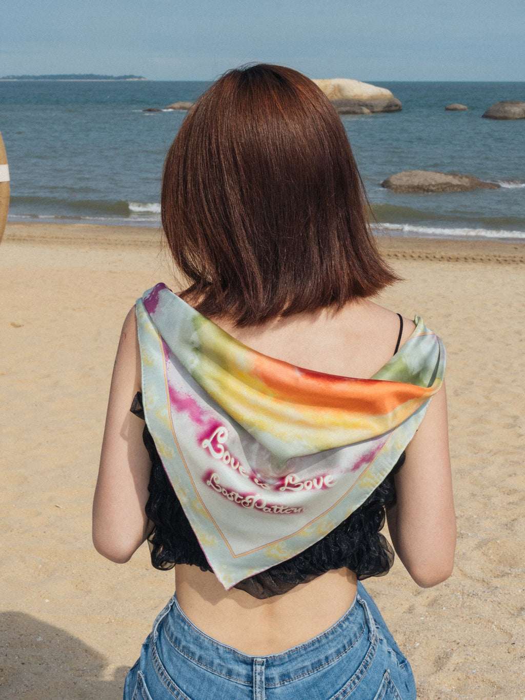 "Love is Love" Silk Bandana Scarf - Rainbow