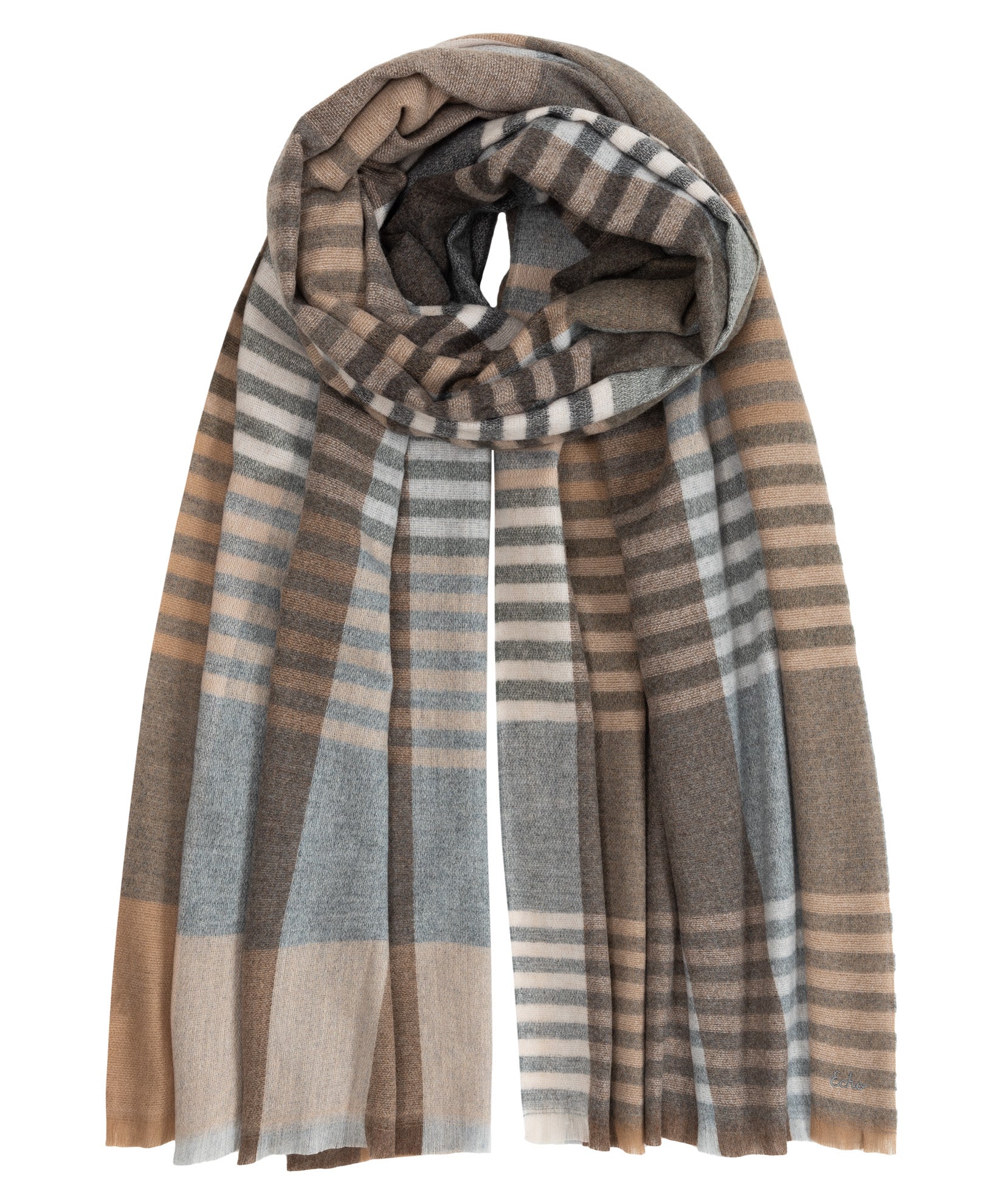 Gramercy Plaid Wrap in color grey heather