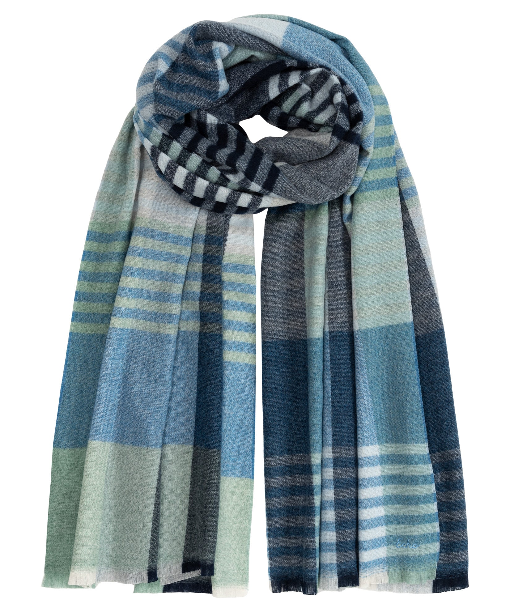 Gramercy Plaid Wrap in color french blue