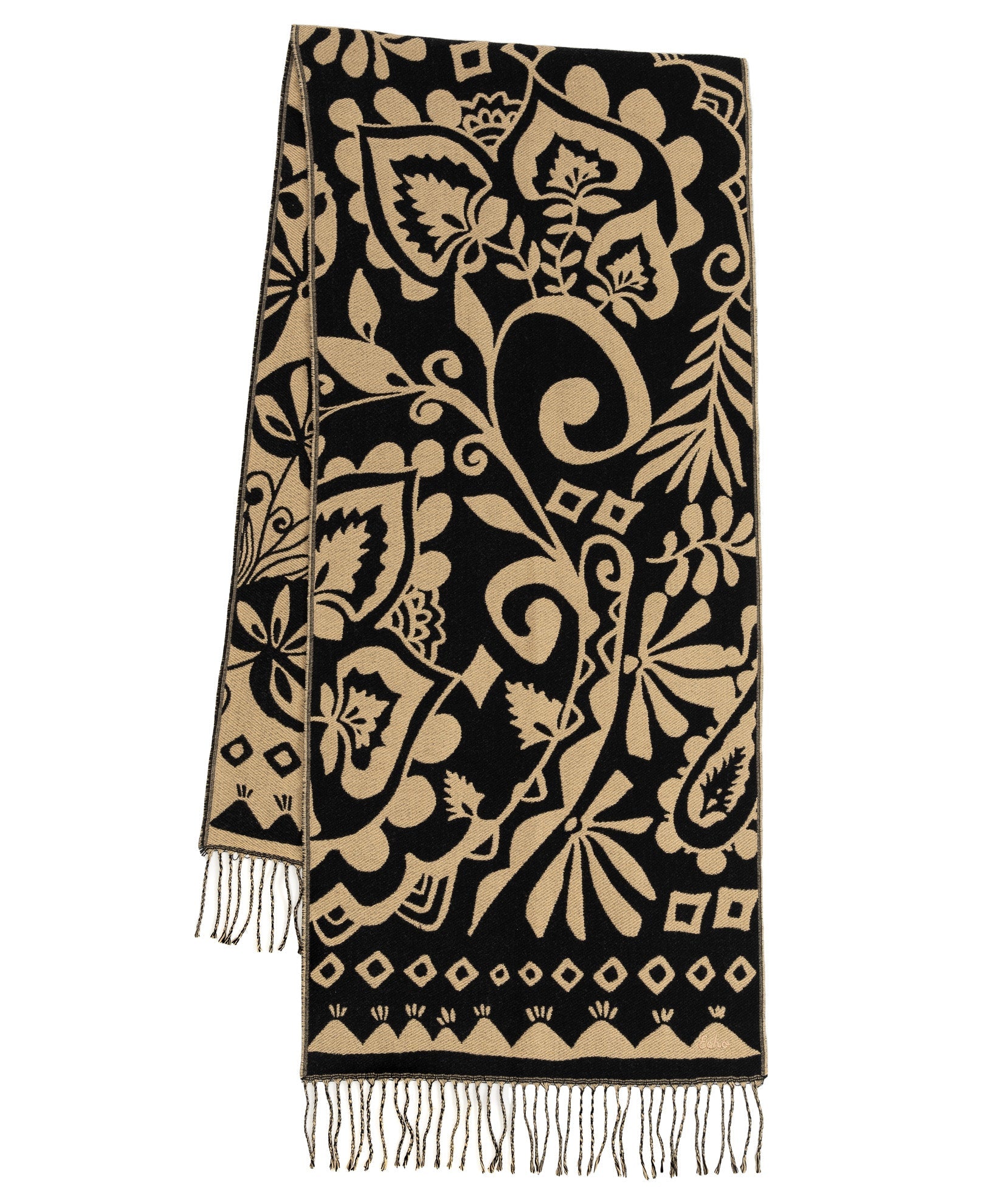 Park Paisley Jacquard Scarf in color black