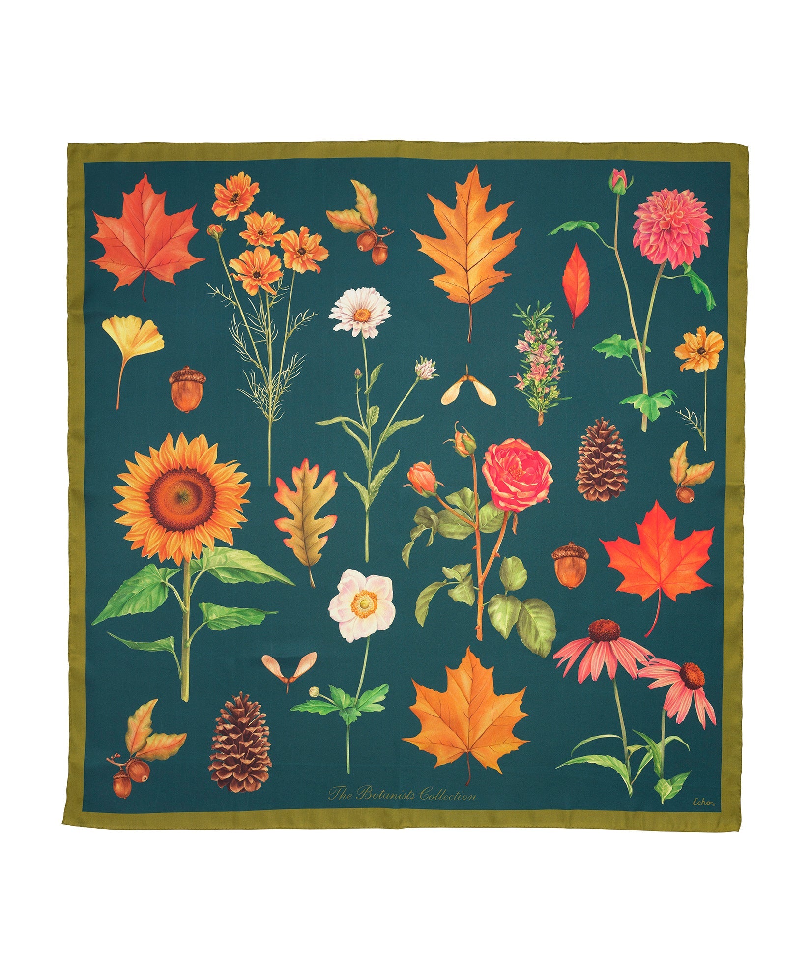 The Botanists 35" Silk Square Scarf