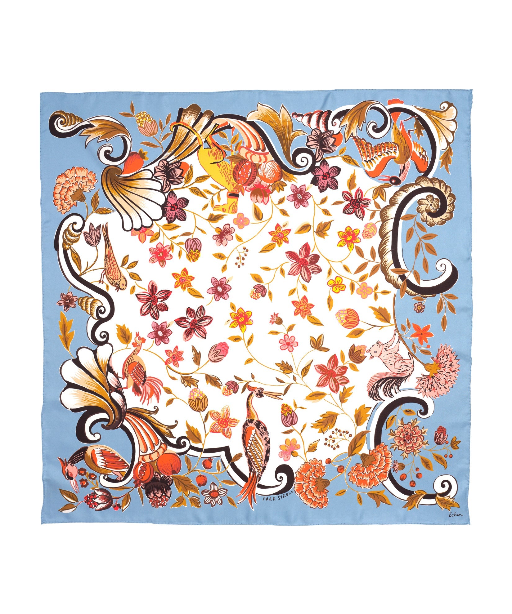 Park Stroll 35" Silk Square Scarf in color french blue