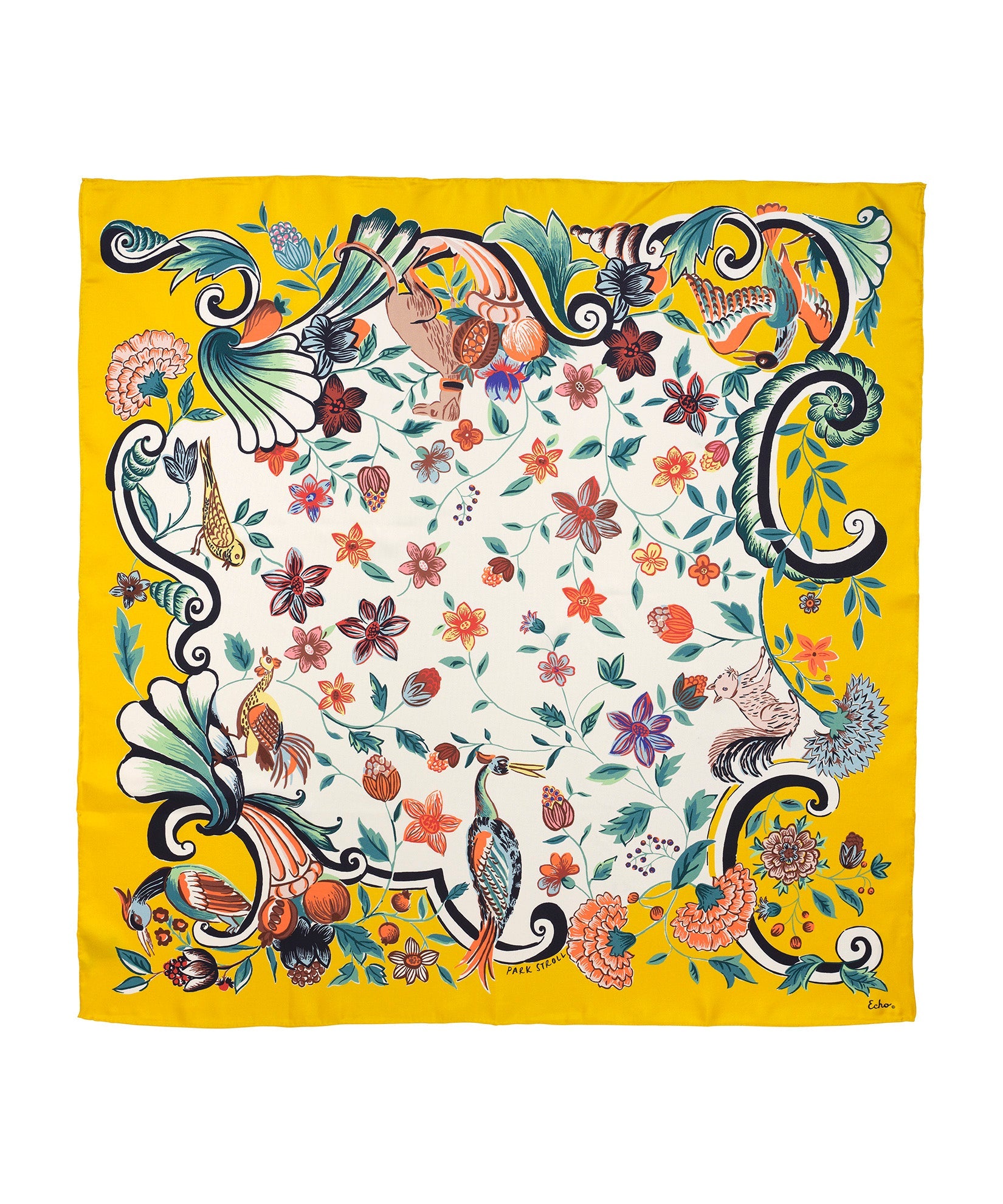 Park Stroll 35" Silk Square Scarf in color multi