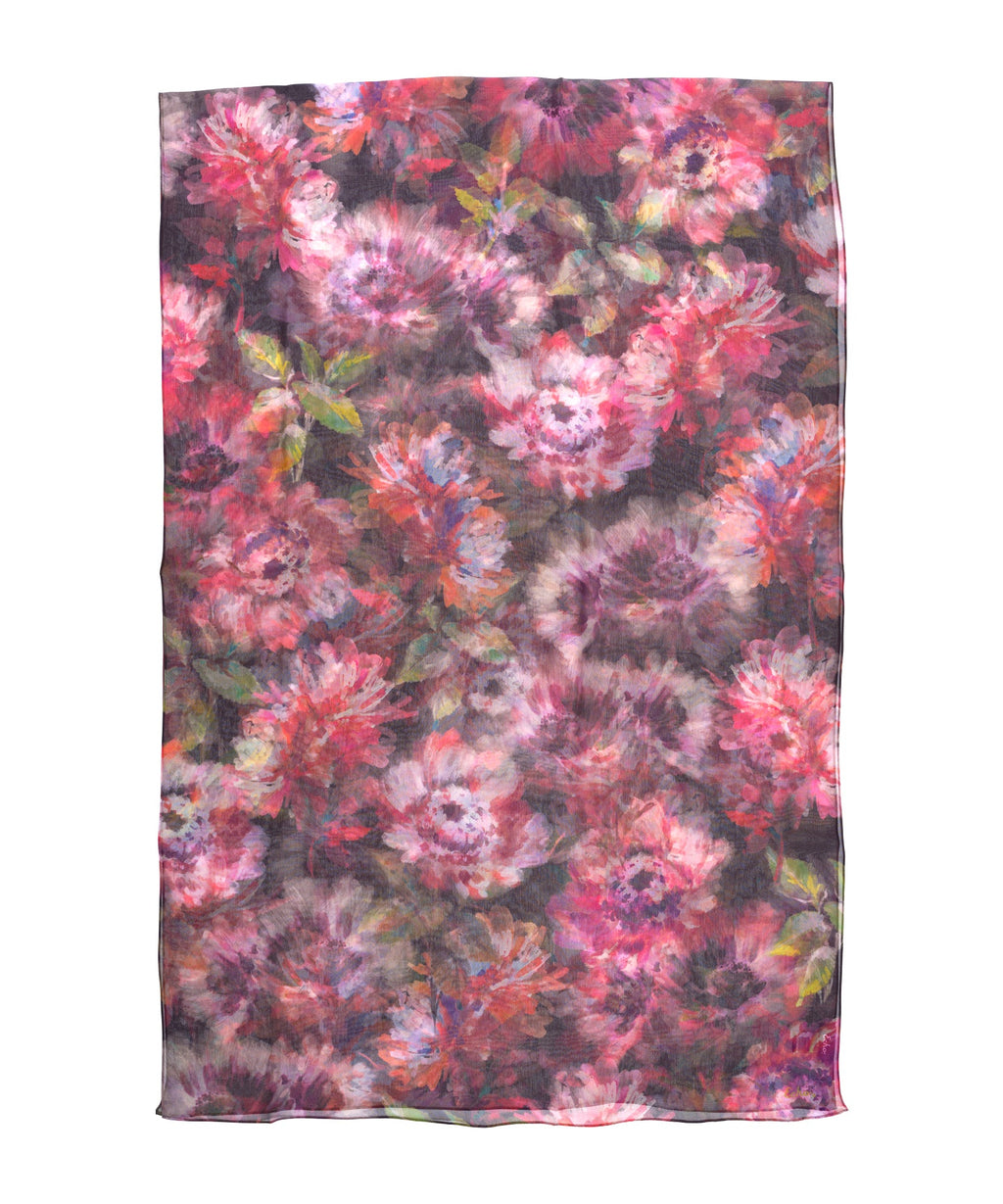 Hazy Floral Silk Crinkle Wrap