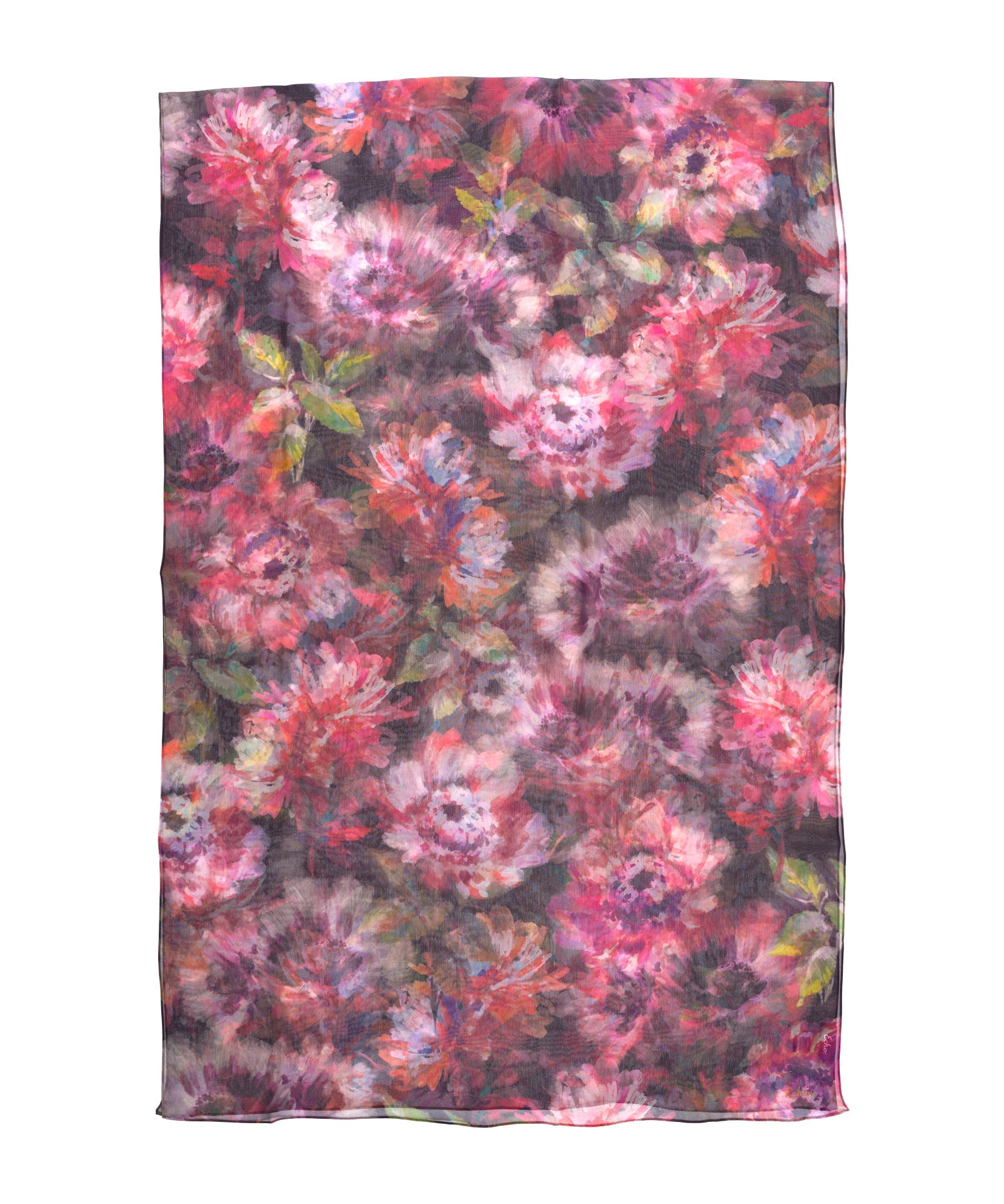 Hazy Floral Silk Crinkle Wrap