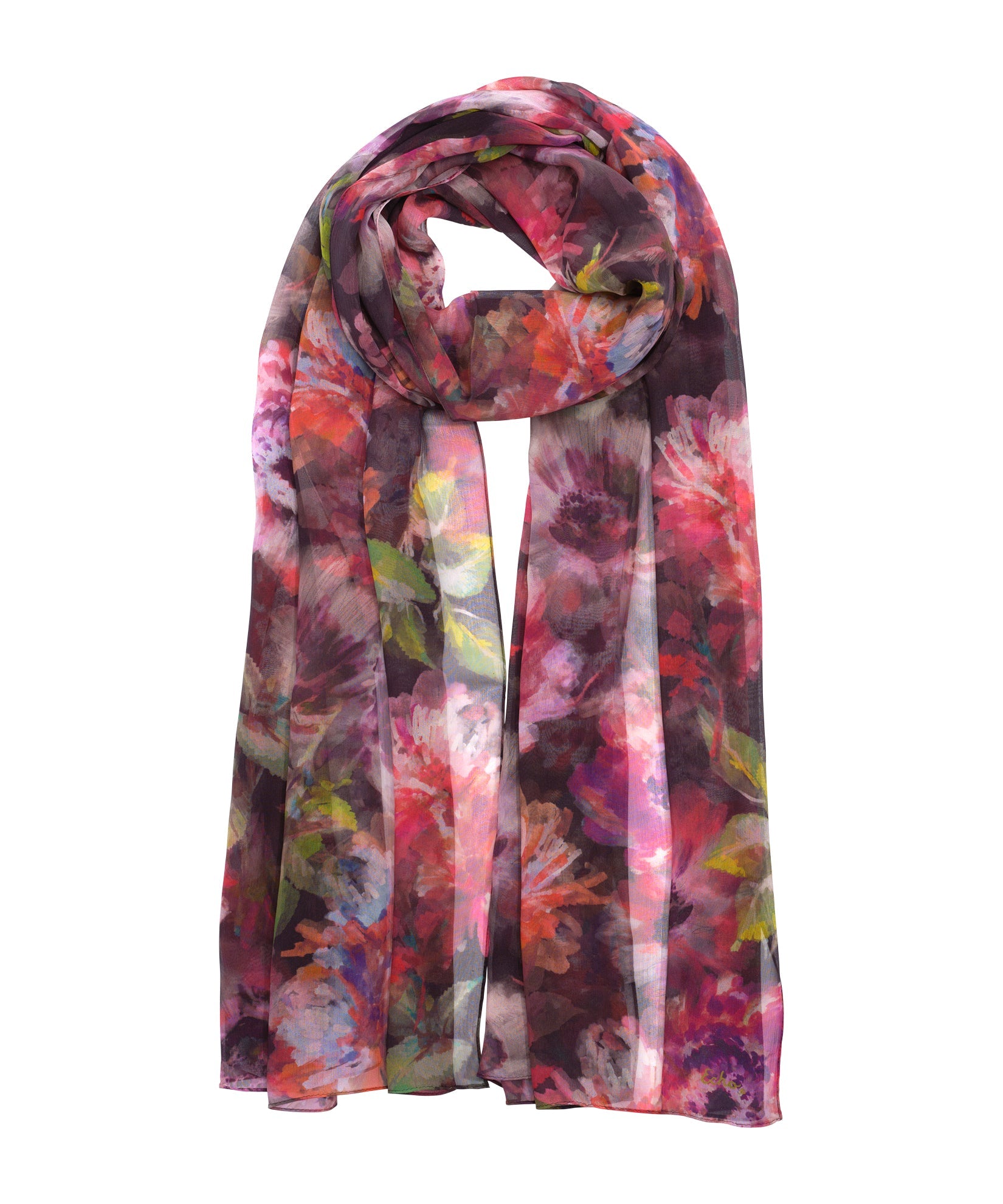 Hazy Floral Crinkle Wrap in color black