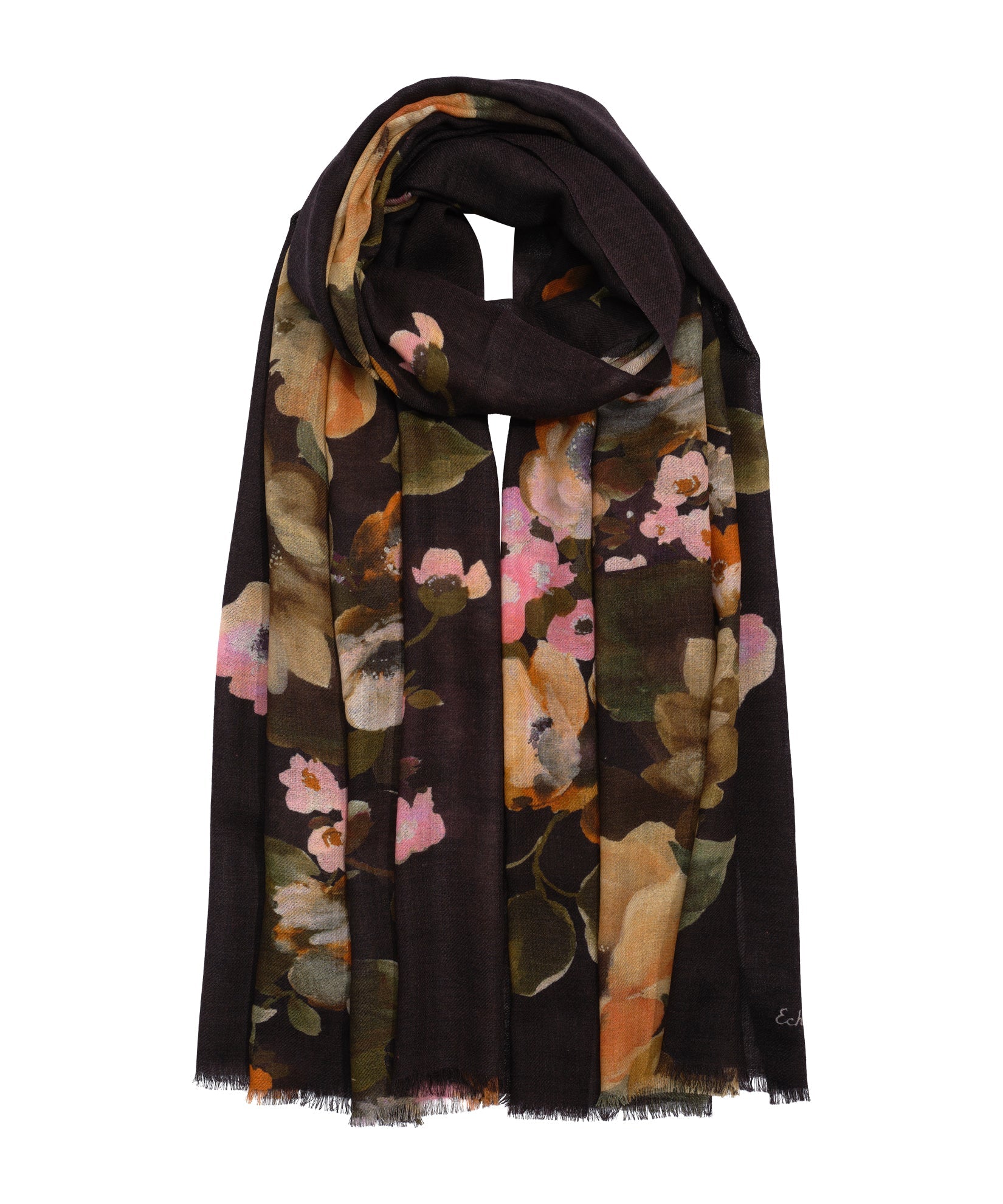 Painted Floral Wrap in color black