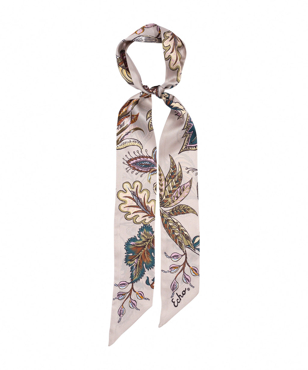 Falling Leaves Ribbon Scarf in color silver