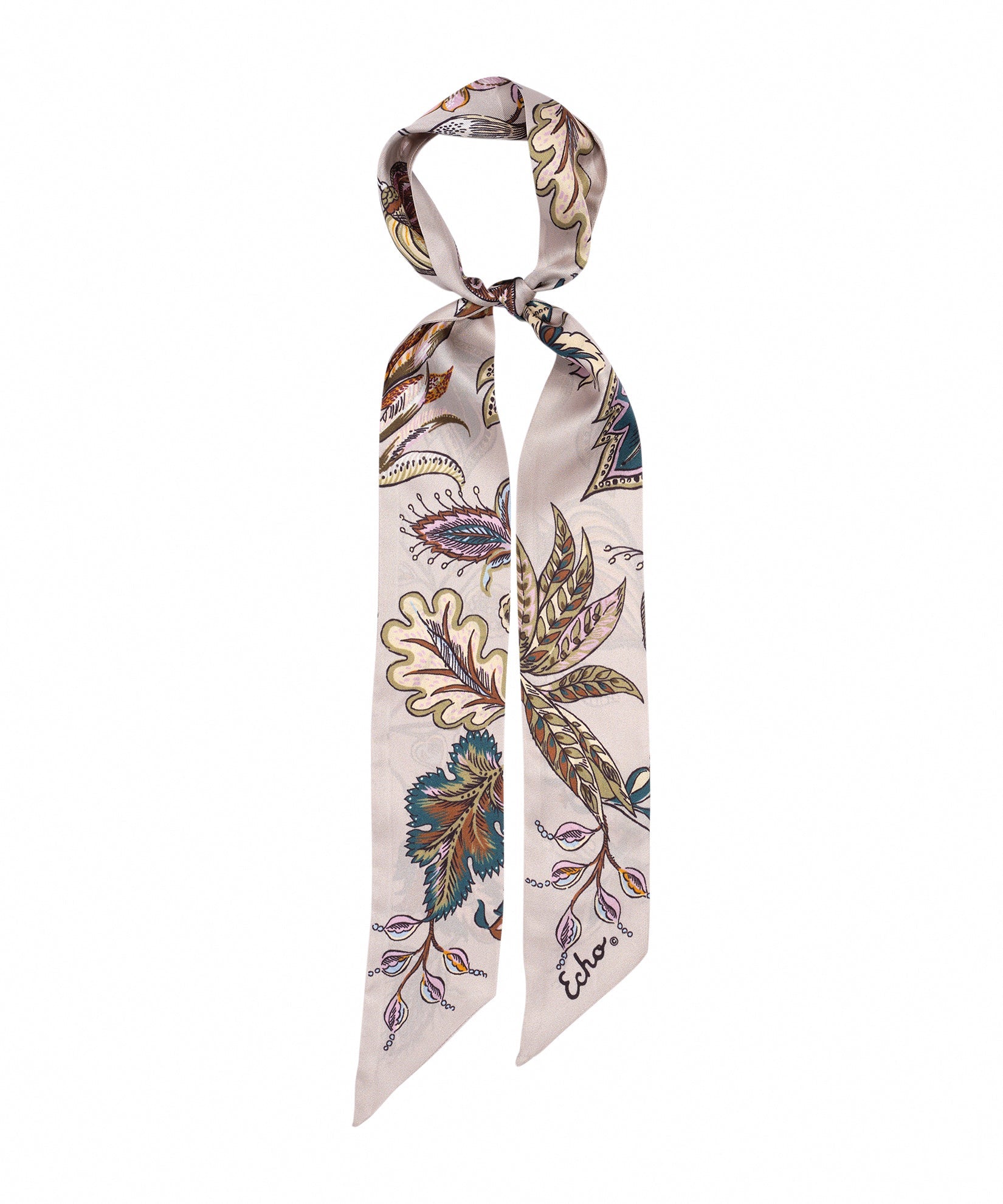 Falling Leaves Ribbon Scarf in color silver