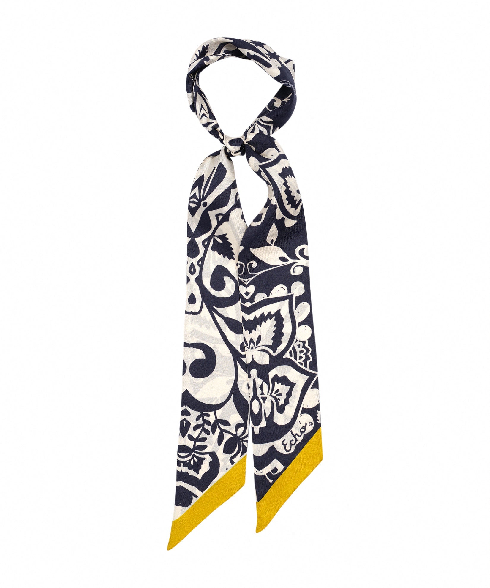 Park Paisley Silk Ribbon Scarf in color black