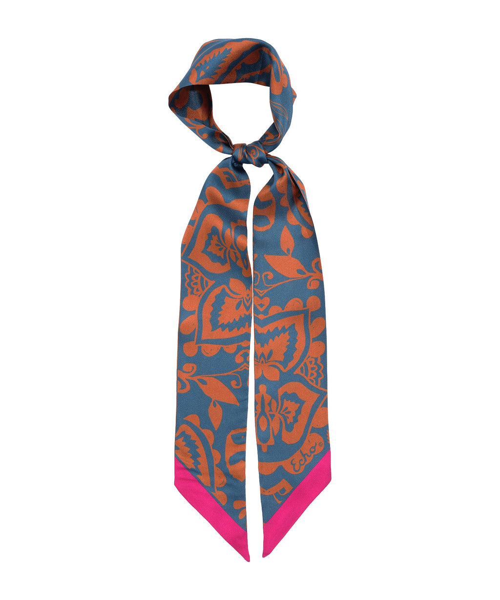 Park Paisley Silk Ribbon Scarf in color stargazer blue