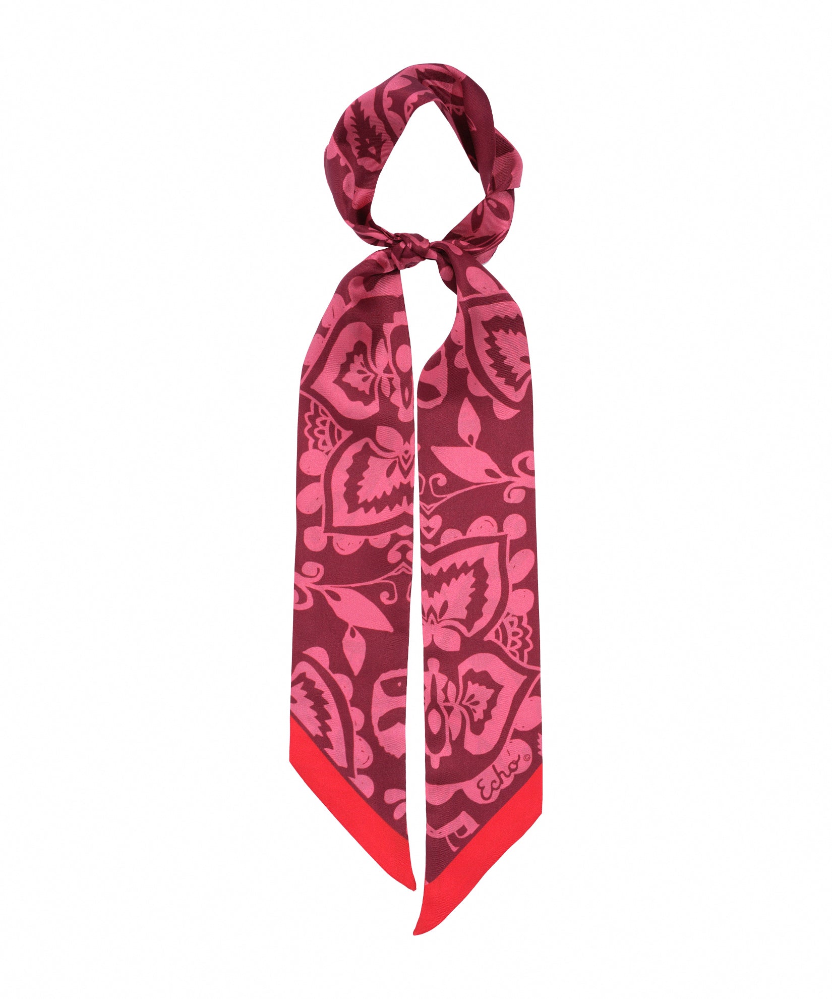 Park Paisley Silk Ribbon Scarf in color fired brick