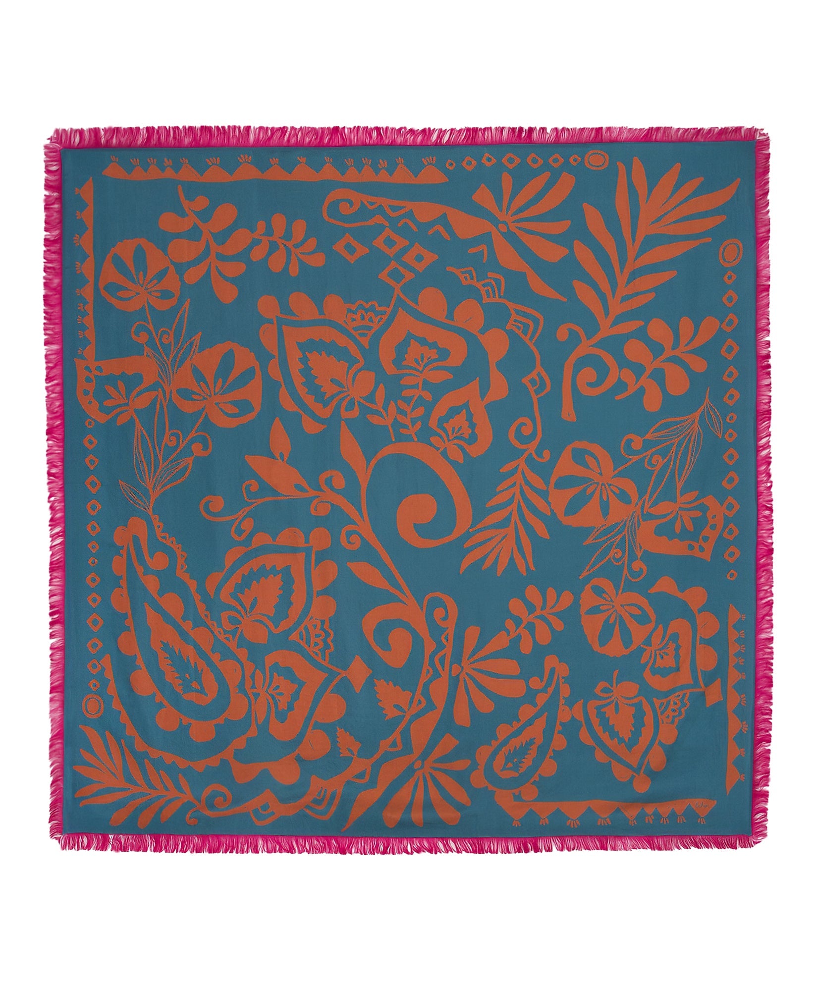Park Paisley Oversized Silk Square Scarf in color stargazer blue