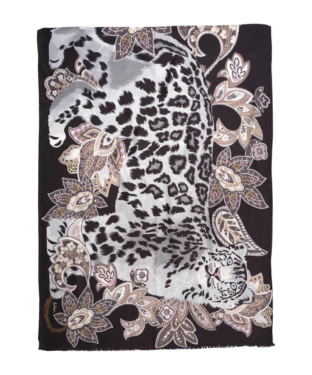 Snow Leopard Silk Wrap