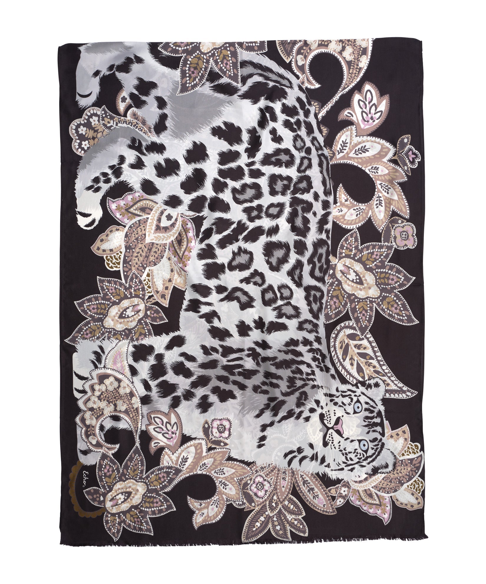 Snow Leopard Silk Wrap