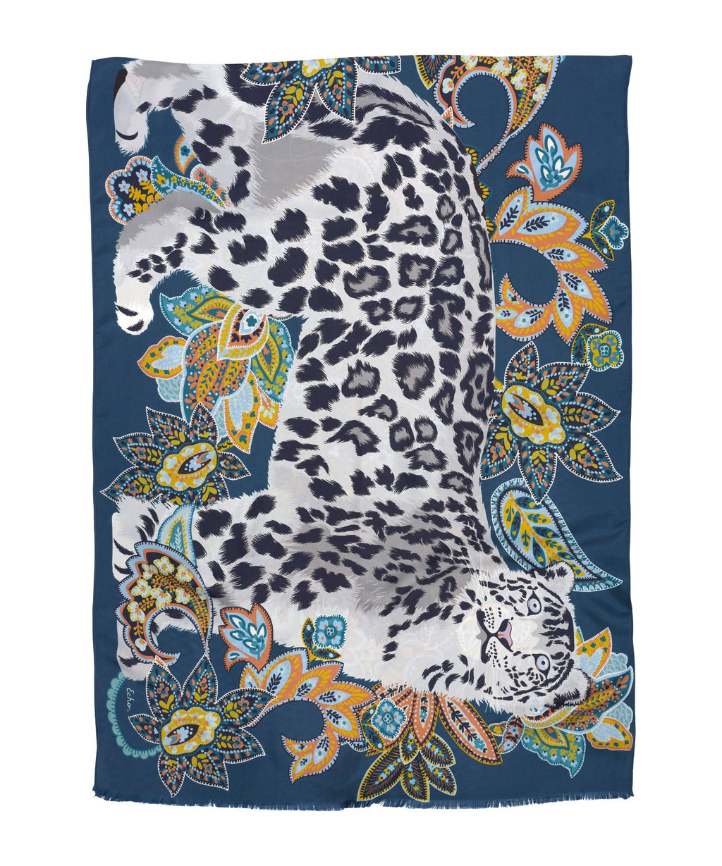 Snow Leopard Silk Wrap