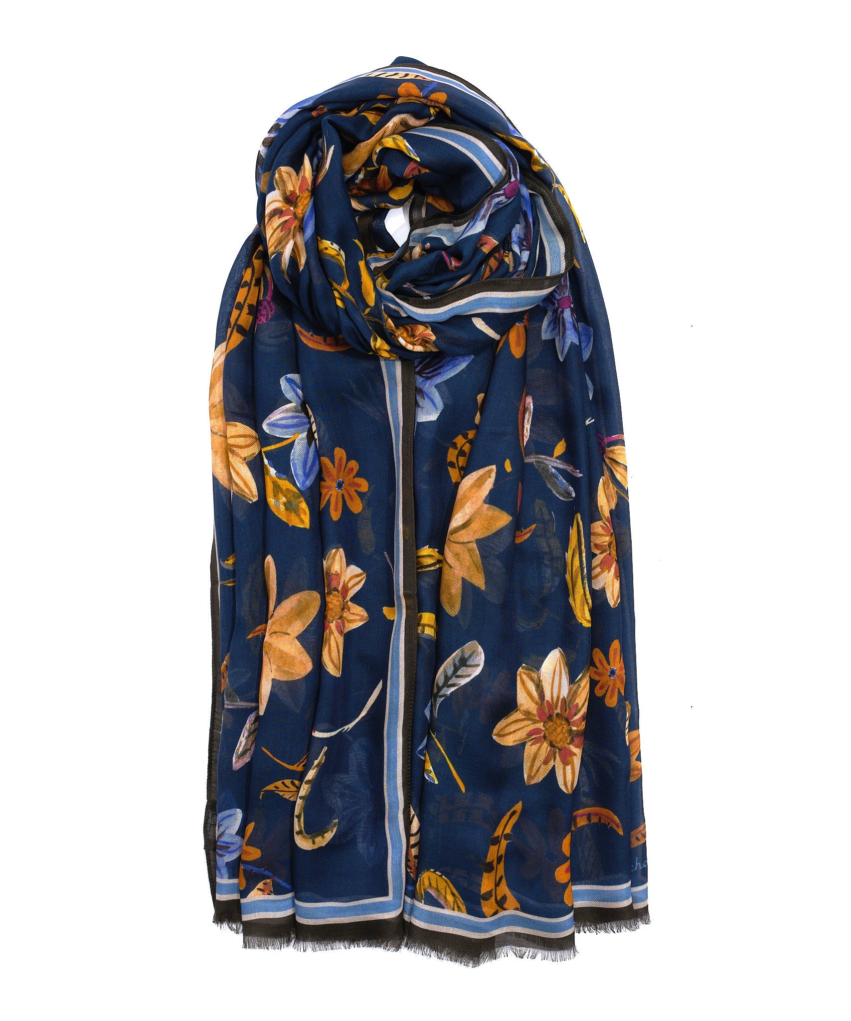 Autumn Floral Wrap in color navy