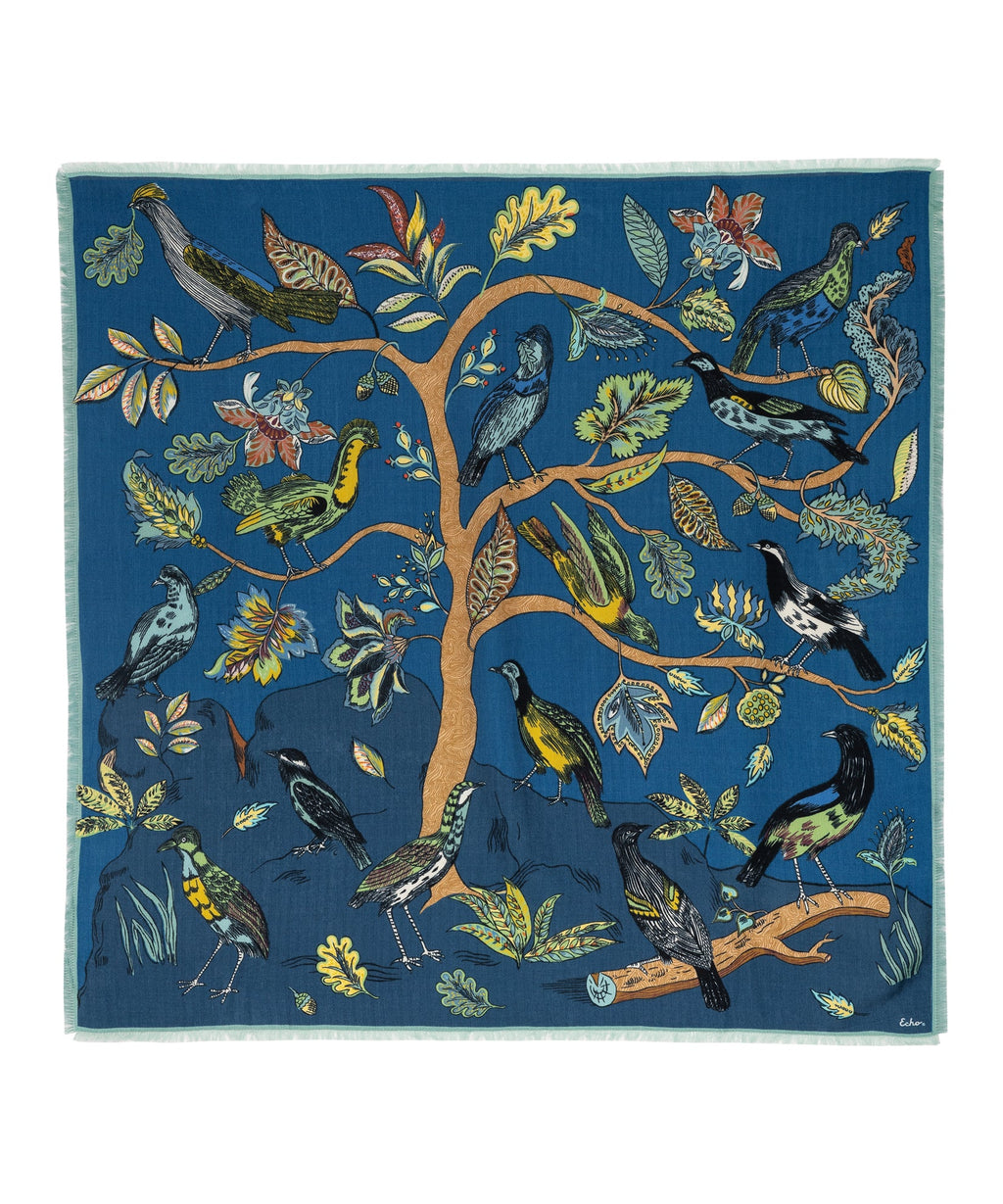 Park Visitors Oversized Square Scarf in color navy