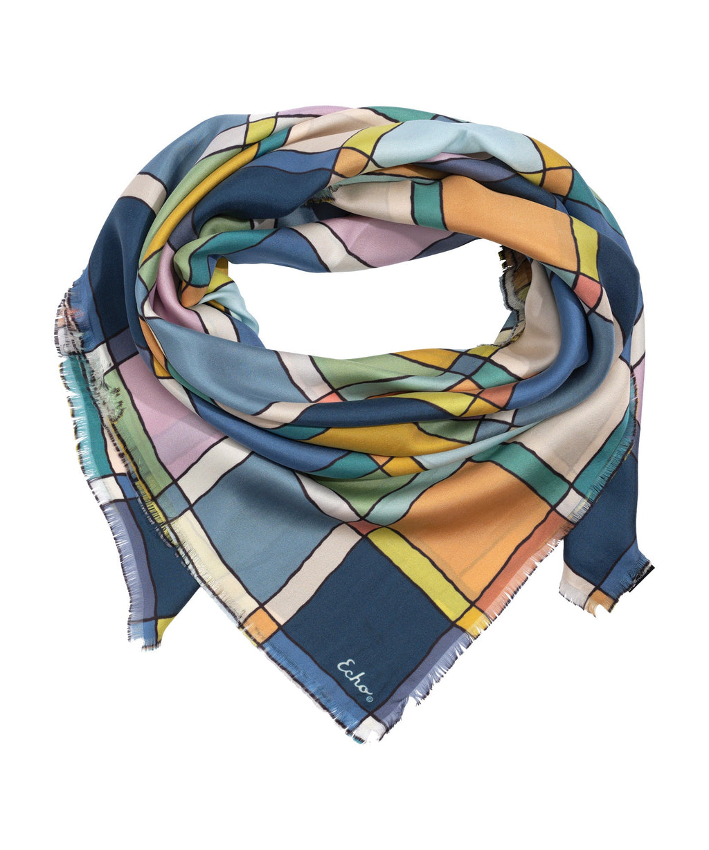Windowpane 35" Silk Square Scarf